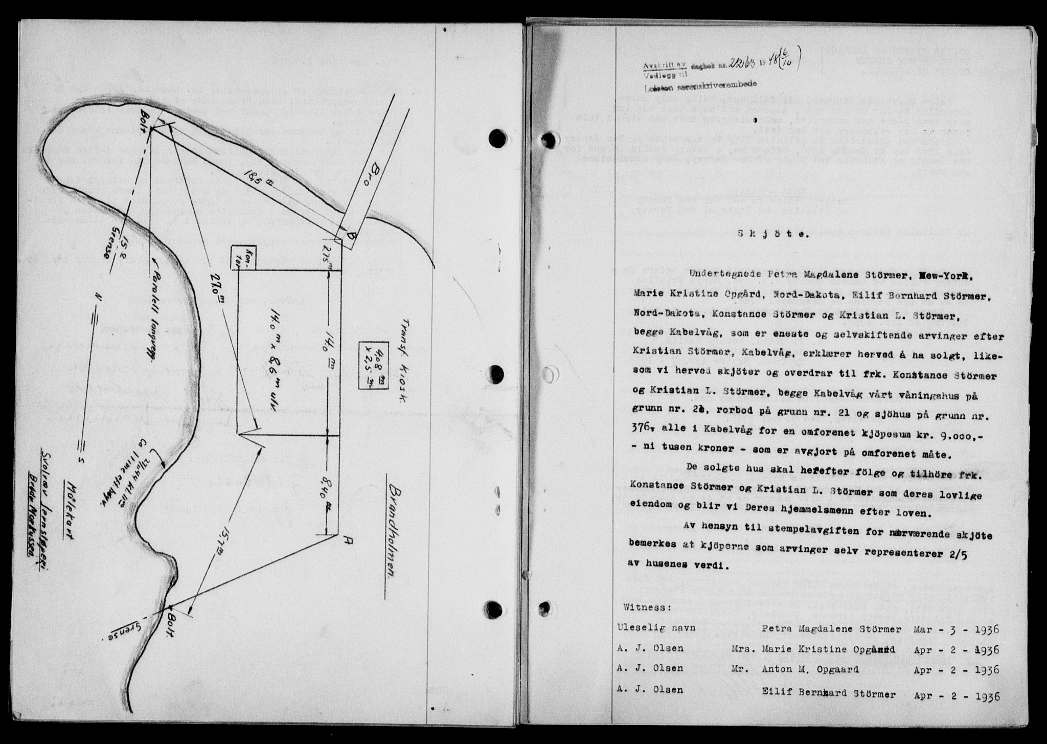 Lofoten sorenskriveri, SAT/A-0017/1/2/2C/L0019a: Mortgage book no. 19a, 1948-1948, Diary no: : 2263/1948