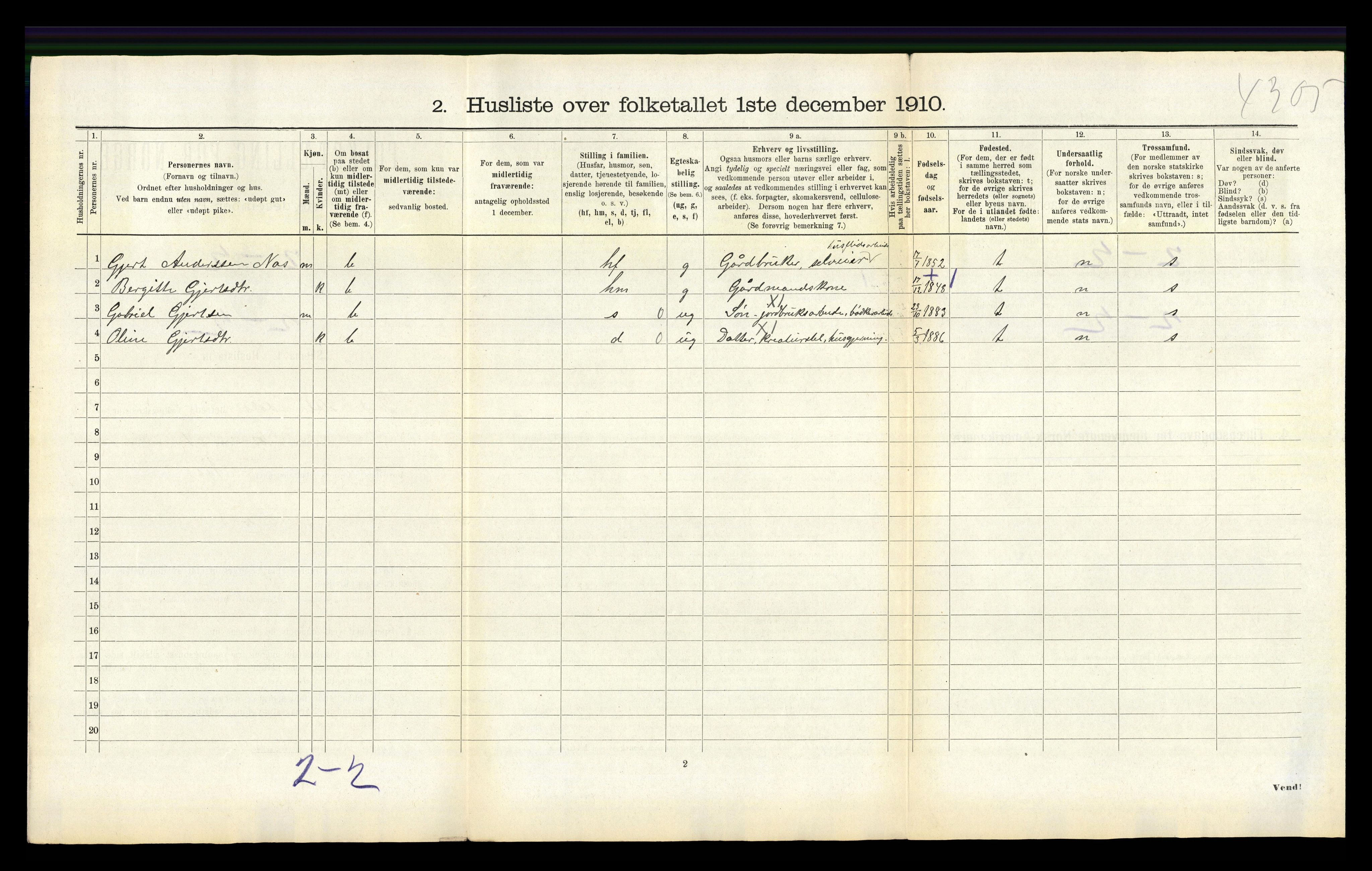 RA, 1910 census for Indre Holmedal, 1910, p. 675