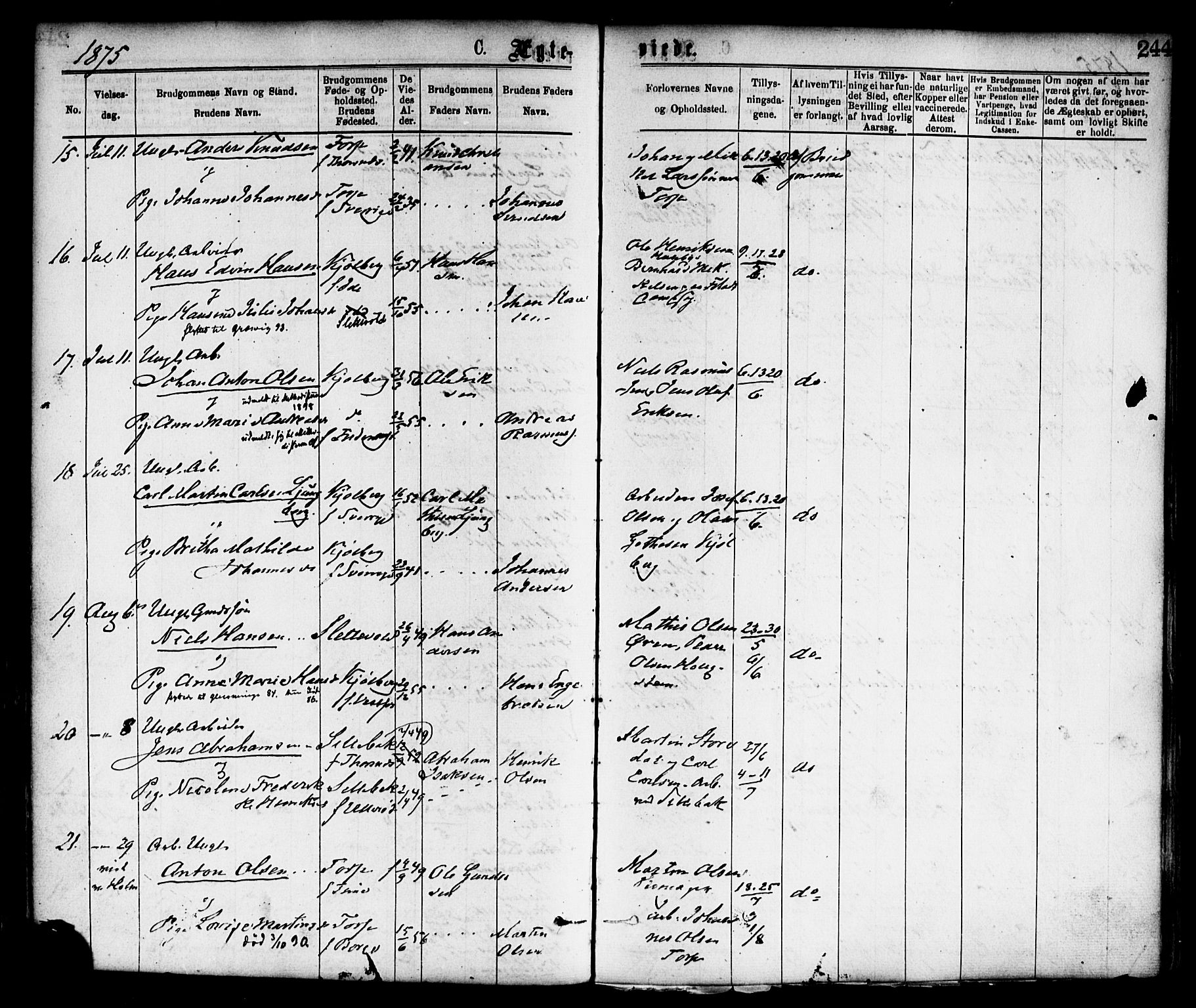 Borge prestekontor Kirkebøker, SAO/A-10903/F/Fa/L0007: Parish register (official) no. I 7, 1875-1886, p. 244