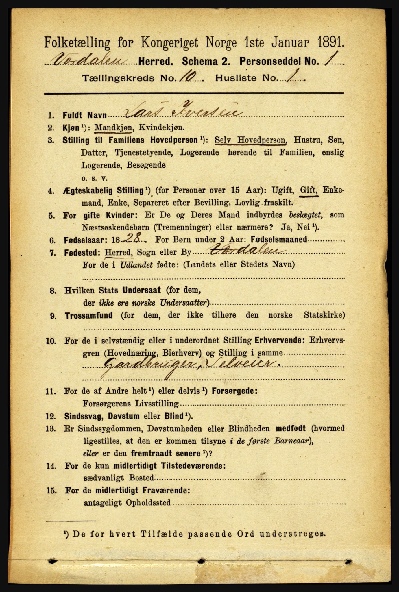 RA, 1891 census for 1721 Verdal, 1891, p. 5588