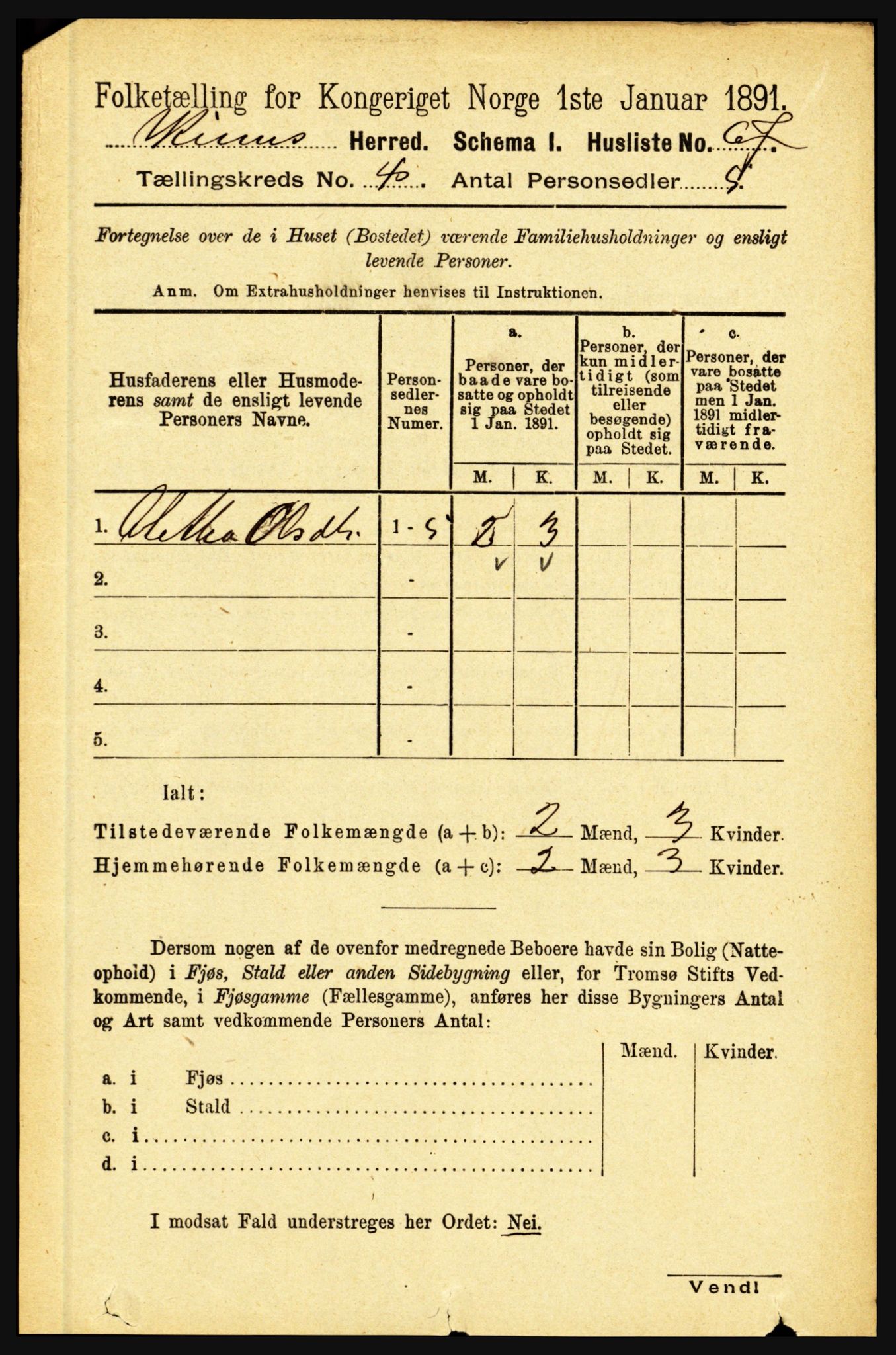 RA, 1891 census for 1437 Kinn, 1891, p. 1322