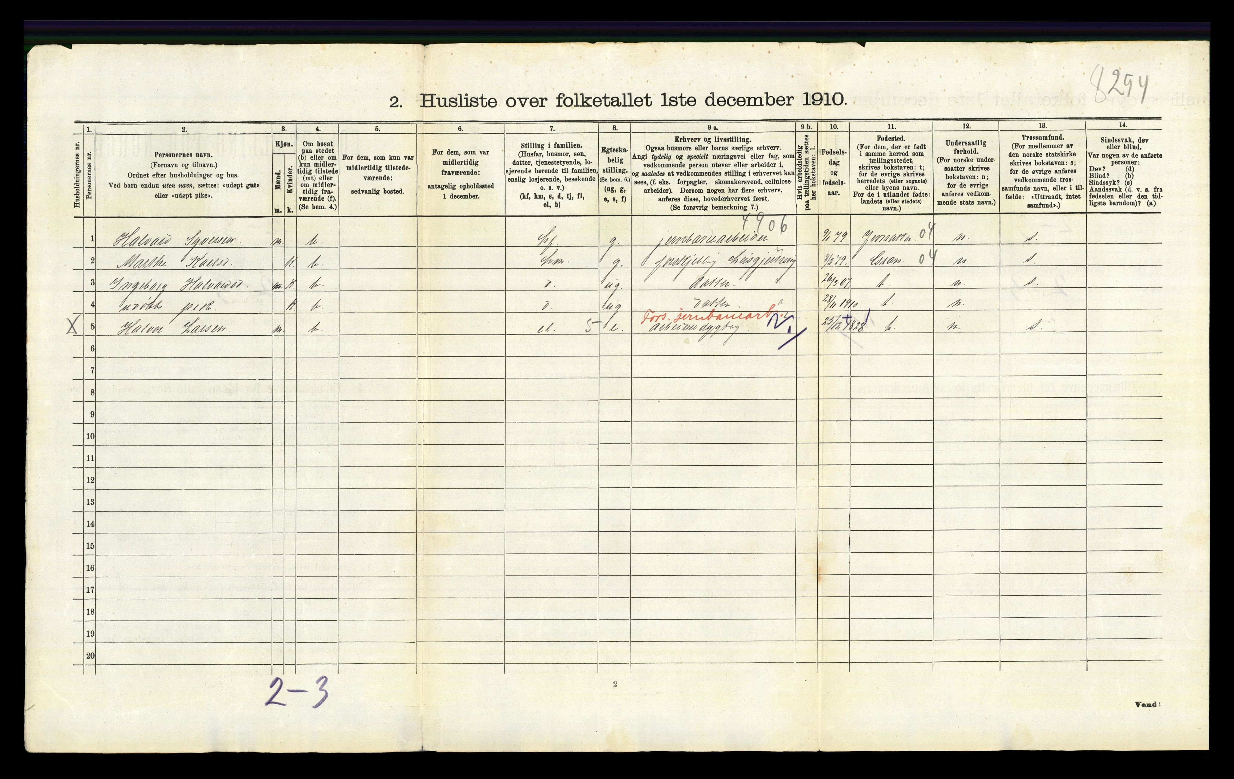 RA, 1910 census for Lunner, 1910, p. 647