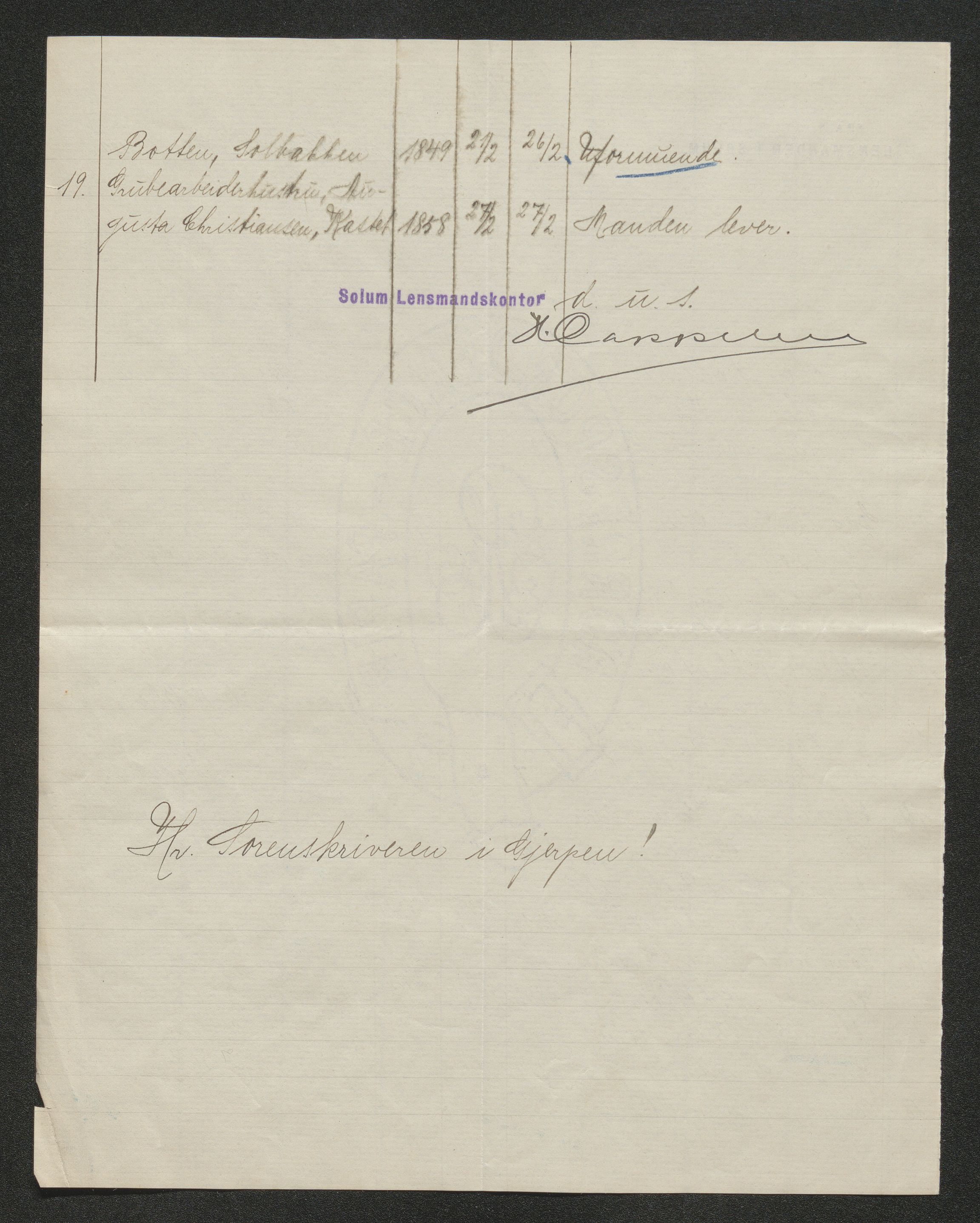 Gjerpen sorenskriveri, AV/SAKO-A-216/H/Ha/Hab/L0007: Dødsfallsmeldinger, Solum, 1899-1915, p. 325