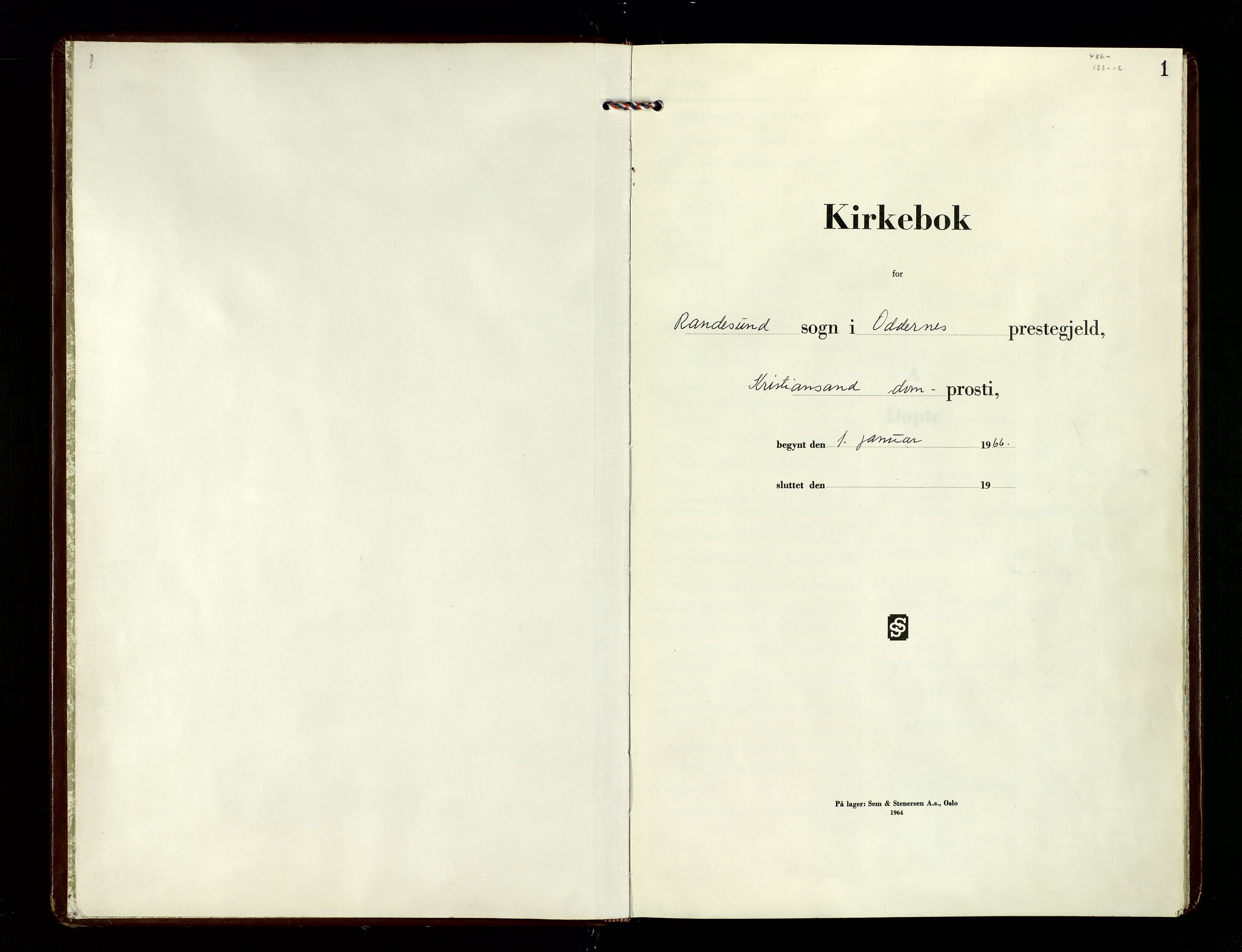 Oddernes sokneprestkontor, AV/SAK-1111-0033/F/Fa/Fab/L0007: Parish register (official) no. A 7, 1966-1976, p. 1