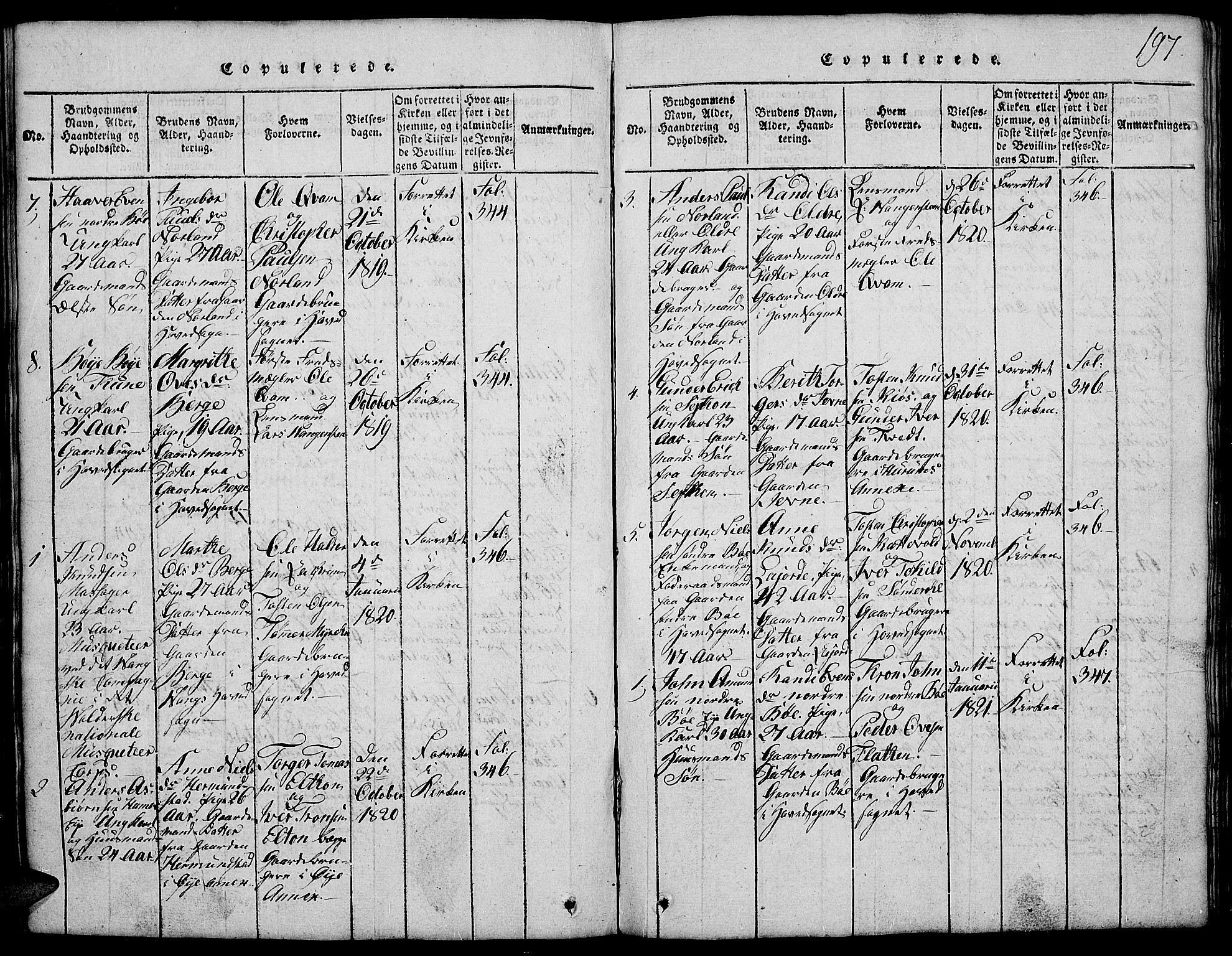 Vang prestekontor, Valdres, SAH/PREST-140/H/Hb/L0002: Parish register (copy) no. 2, 1814-1889, p. 197