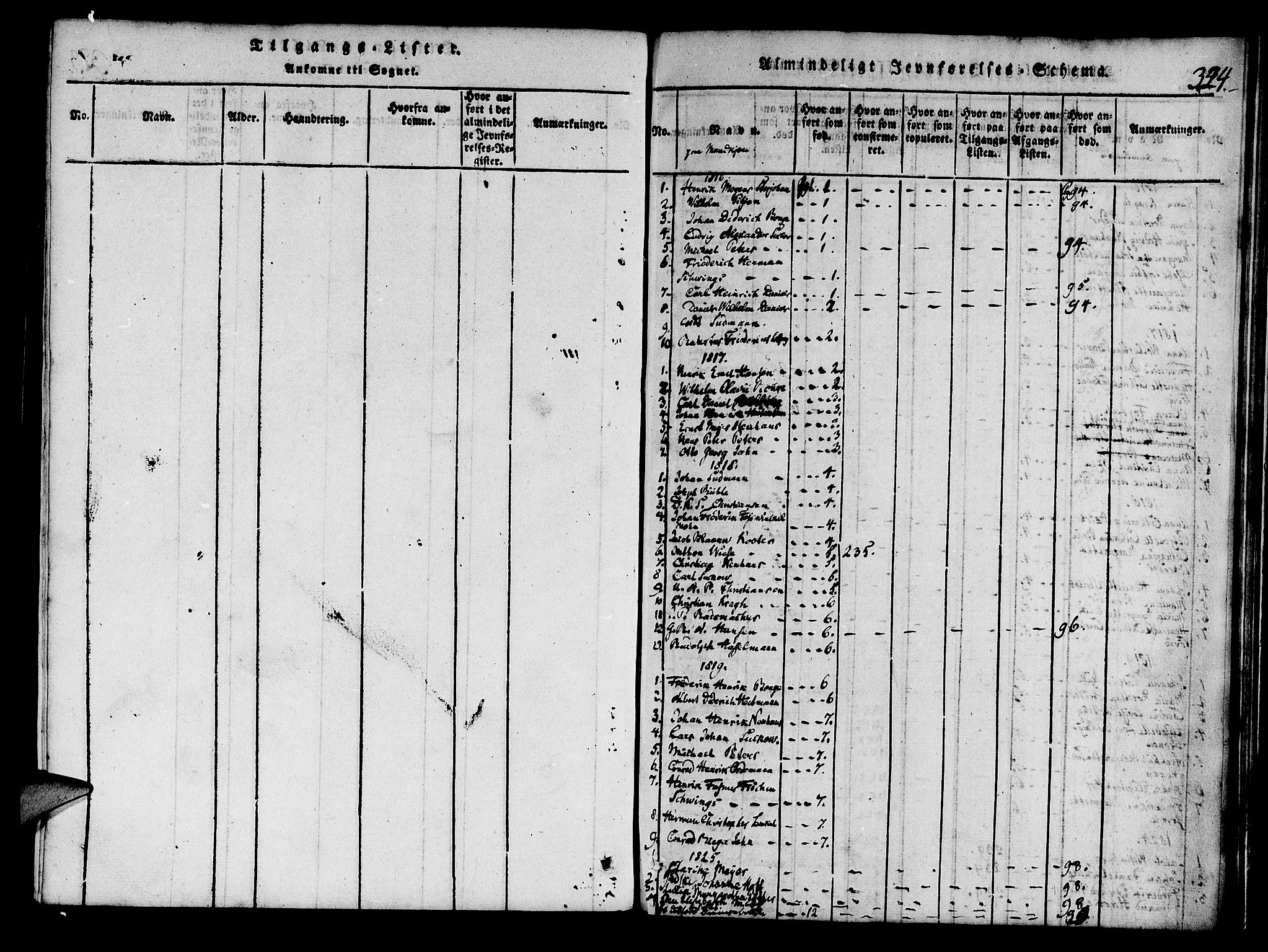SAB, Mariakirken Sokneprestembete, SAB/A-76901/H/Haa/L0005Parish register (official) no. A 5, 1815-1845, p. 324