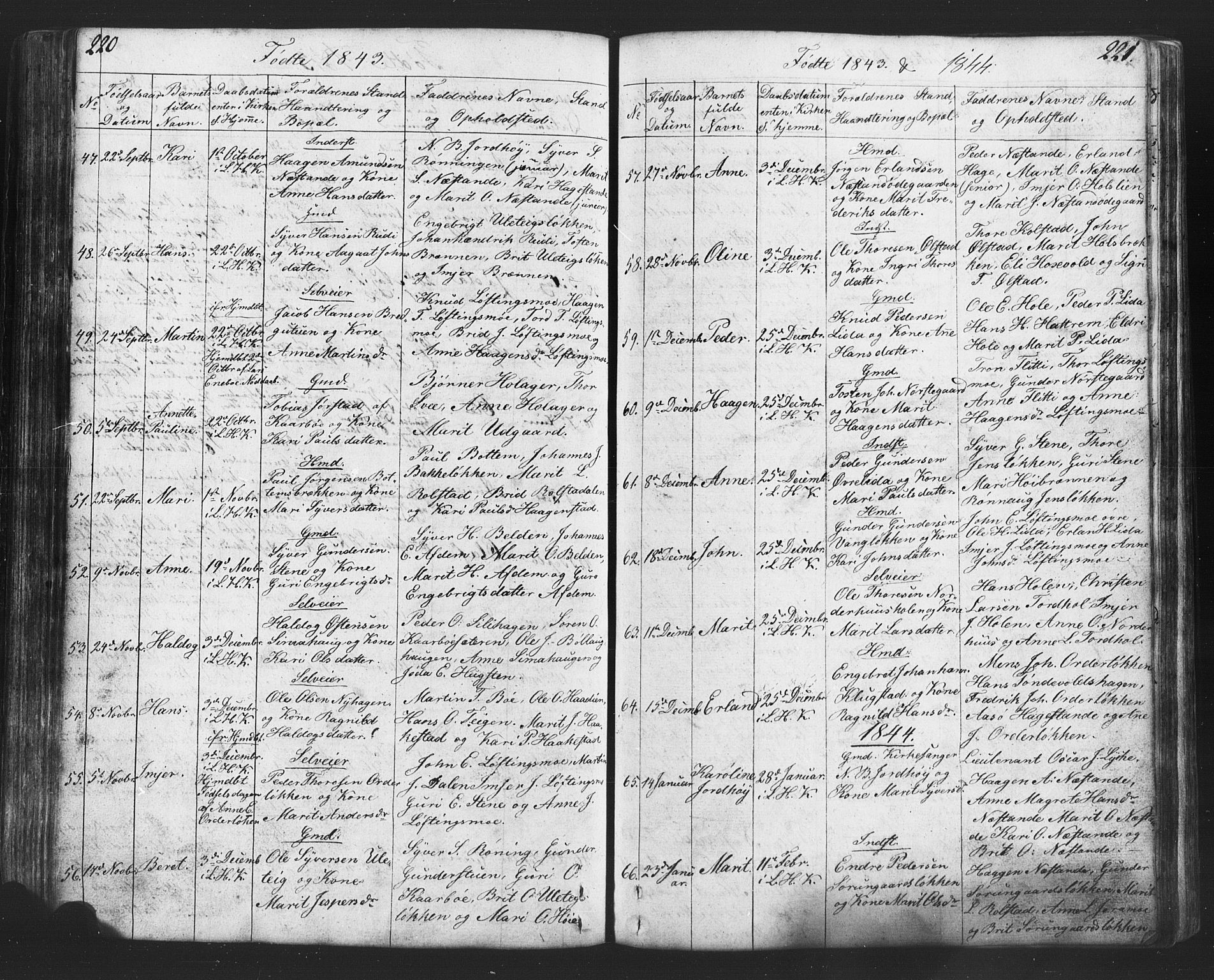 Lesja prestekontor, SAH/PREST-068/H/Ha/Hab/L0002: Parish register (copy) no. 2, 1832-1850, p. 220-221