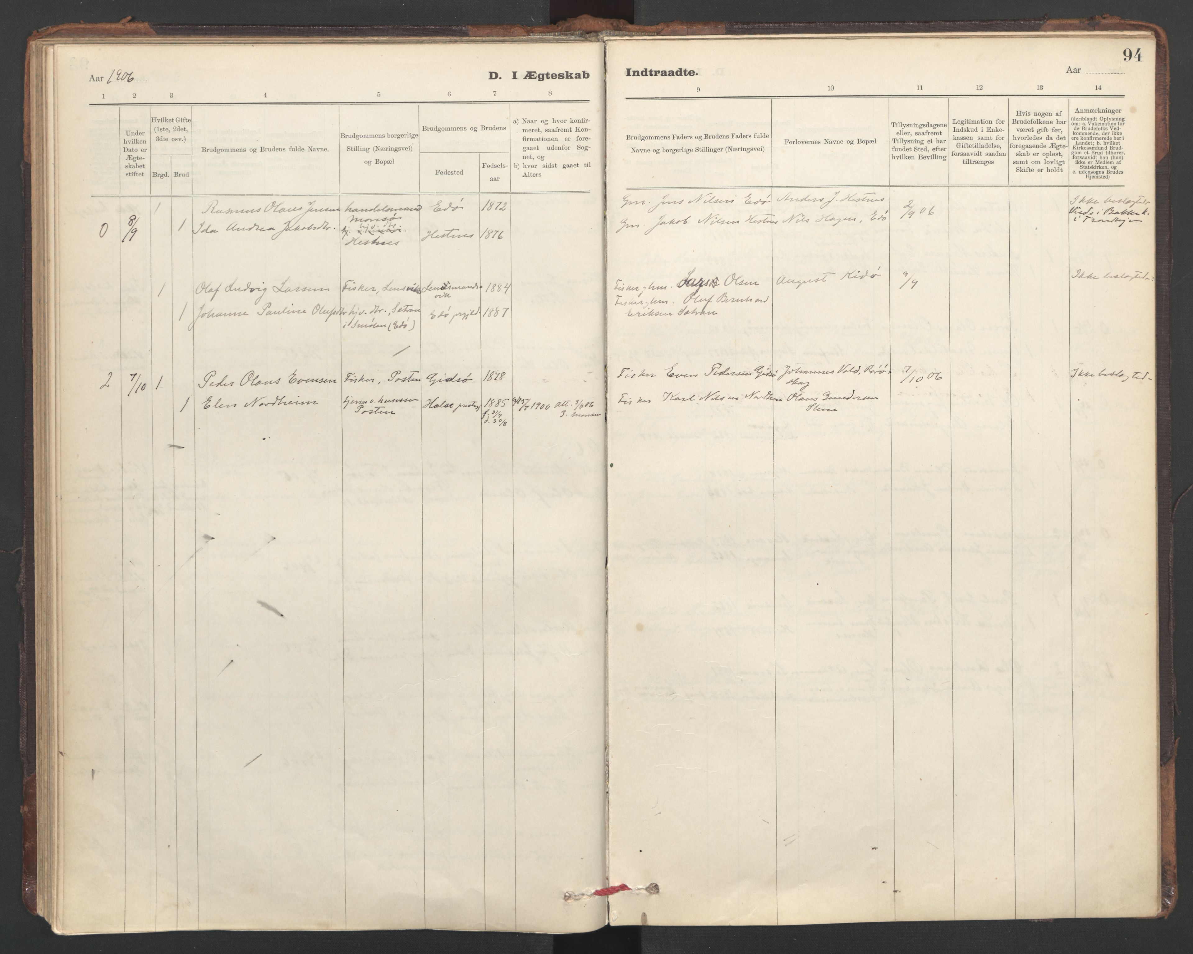 Ministerialprotokoller, klokkerbøker og fødselsregistre - Sør-Trøndelag, SAT/A-1456/635/L0552: Parish register (official) no. 635A02, 1899-1919, p. 94