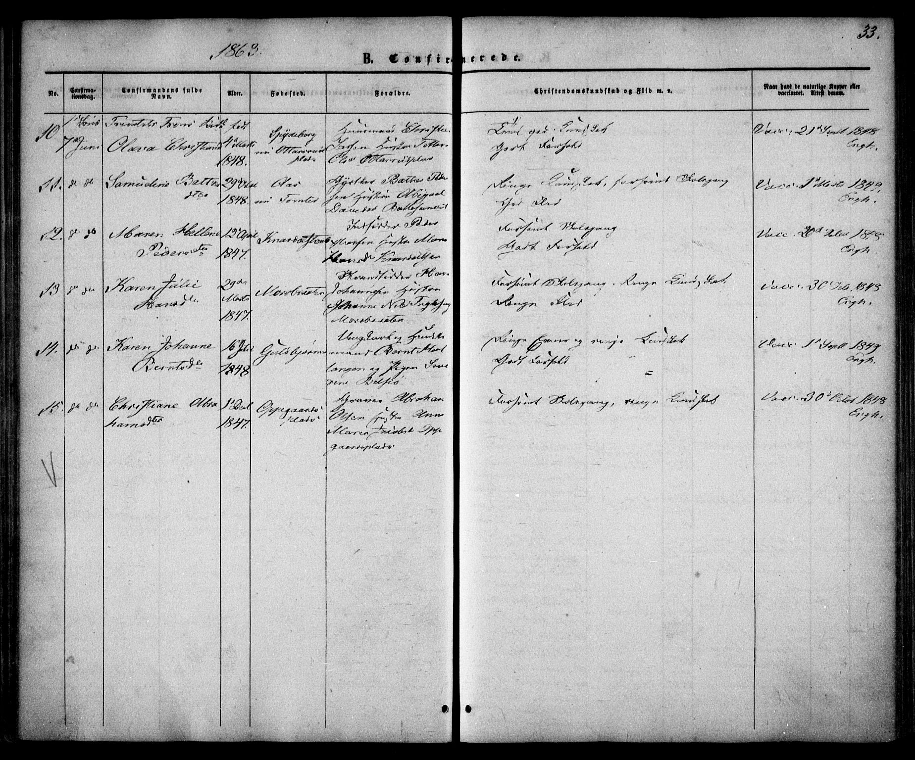 Drøbak prestekontor Kirkebøker, AV/SAO-A-10142a/F/Fa/L0002: Parish register (official) no. I 2, 1858-1870, p. 33