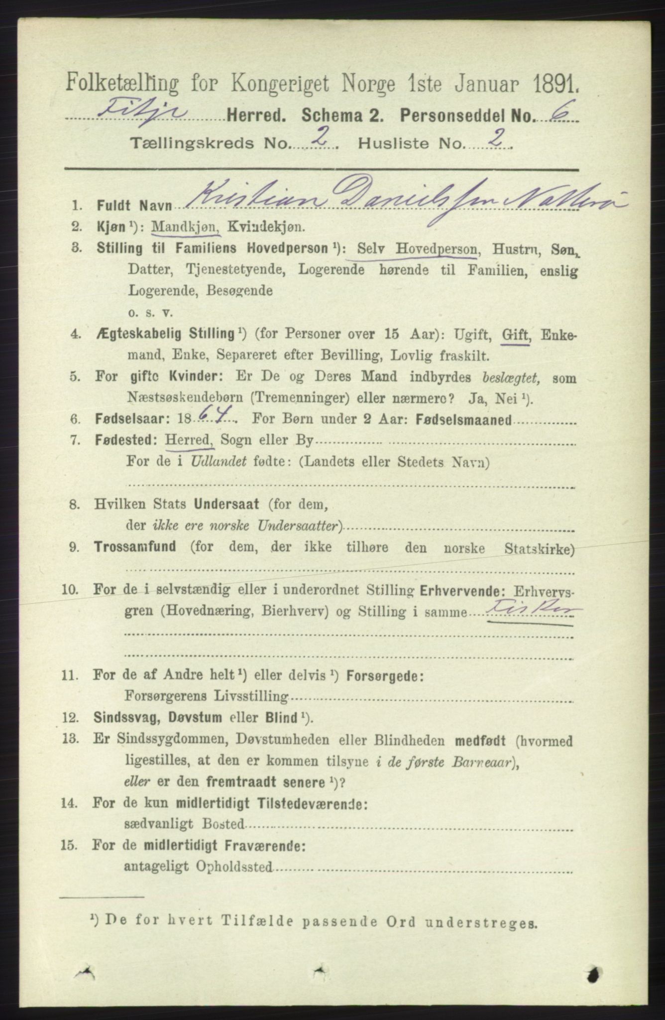 RA, 1891 census for 1222 Fitjar, 1891, p. 654