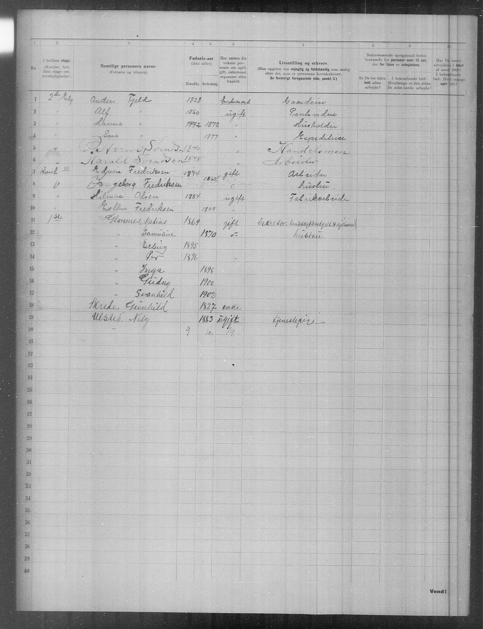 OBA, Municipal Census 1903 for Kristiania, 1903, p. 2054