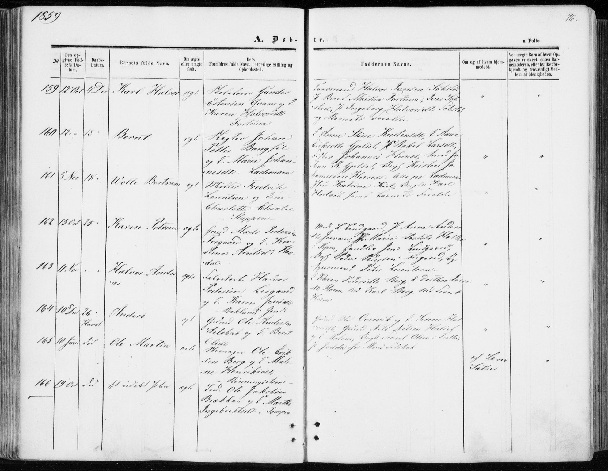 Ministerialprotokoller, klokkerbøker og fødselsregistre - Sør-Trøndelag, SAT/A-1456/606/L0292: Parish register (official) no. 606A07, 1856-1865, p. 76
