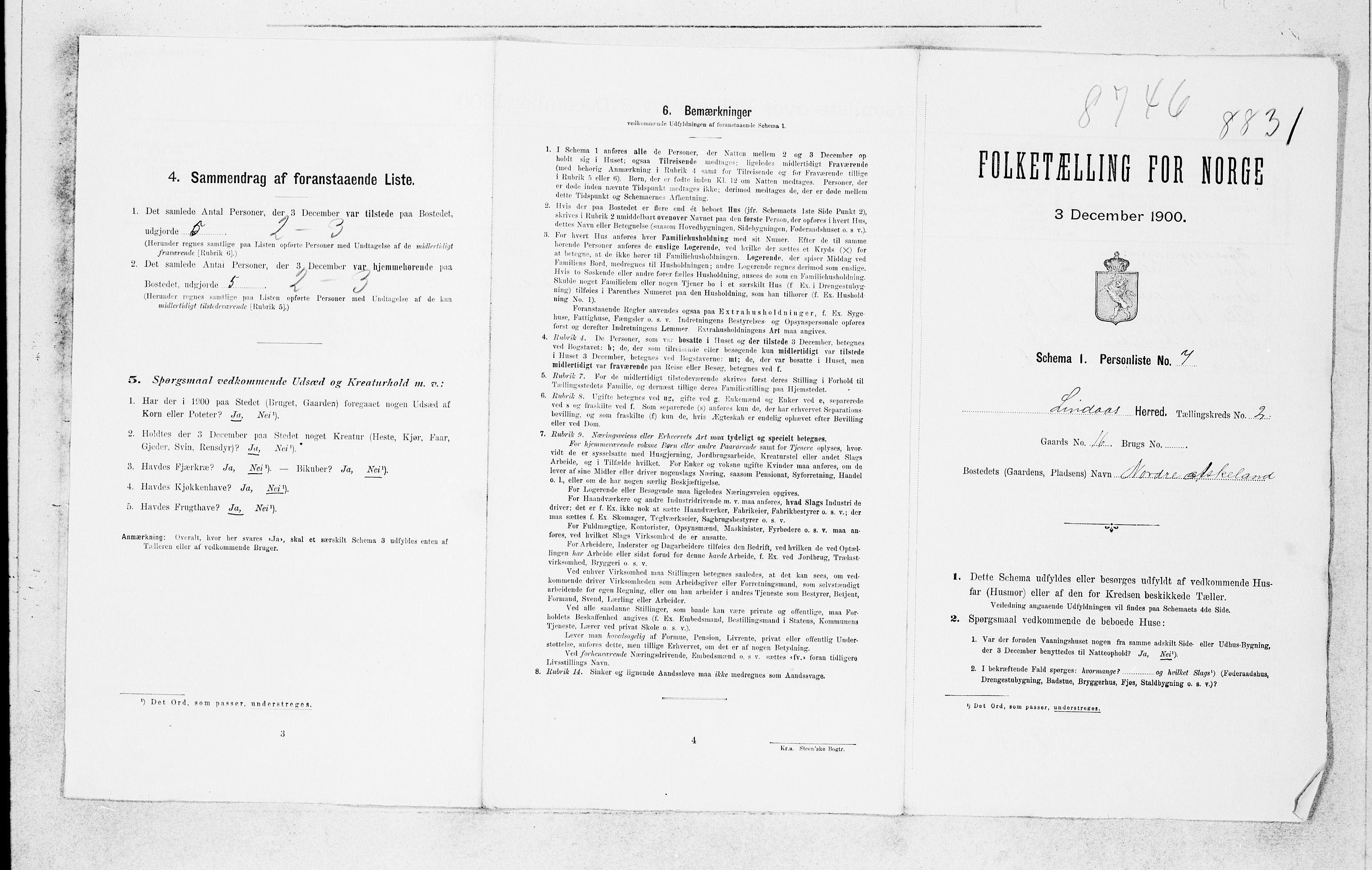 SAB, 1900 census for Lindås, 1900, p. 60