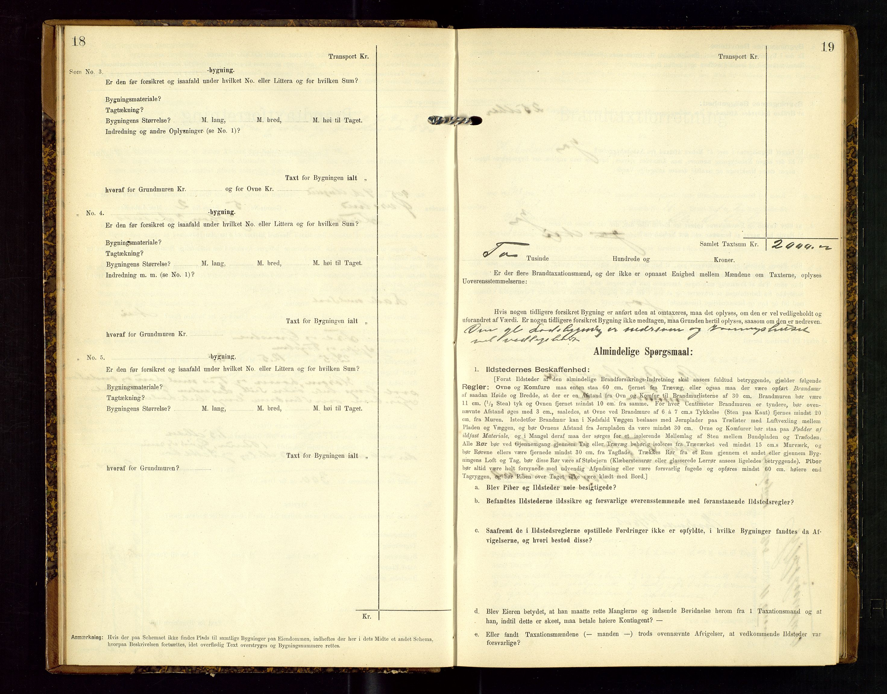 Hjelmeland lensmannskontor, AV/SAST-A-100439/Gob/L0002: "Brandtaxationsprotokol", 1904-1920, p. 18-19