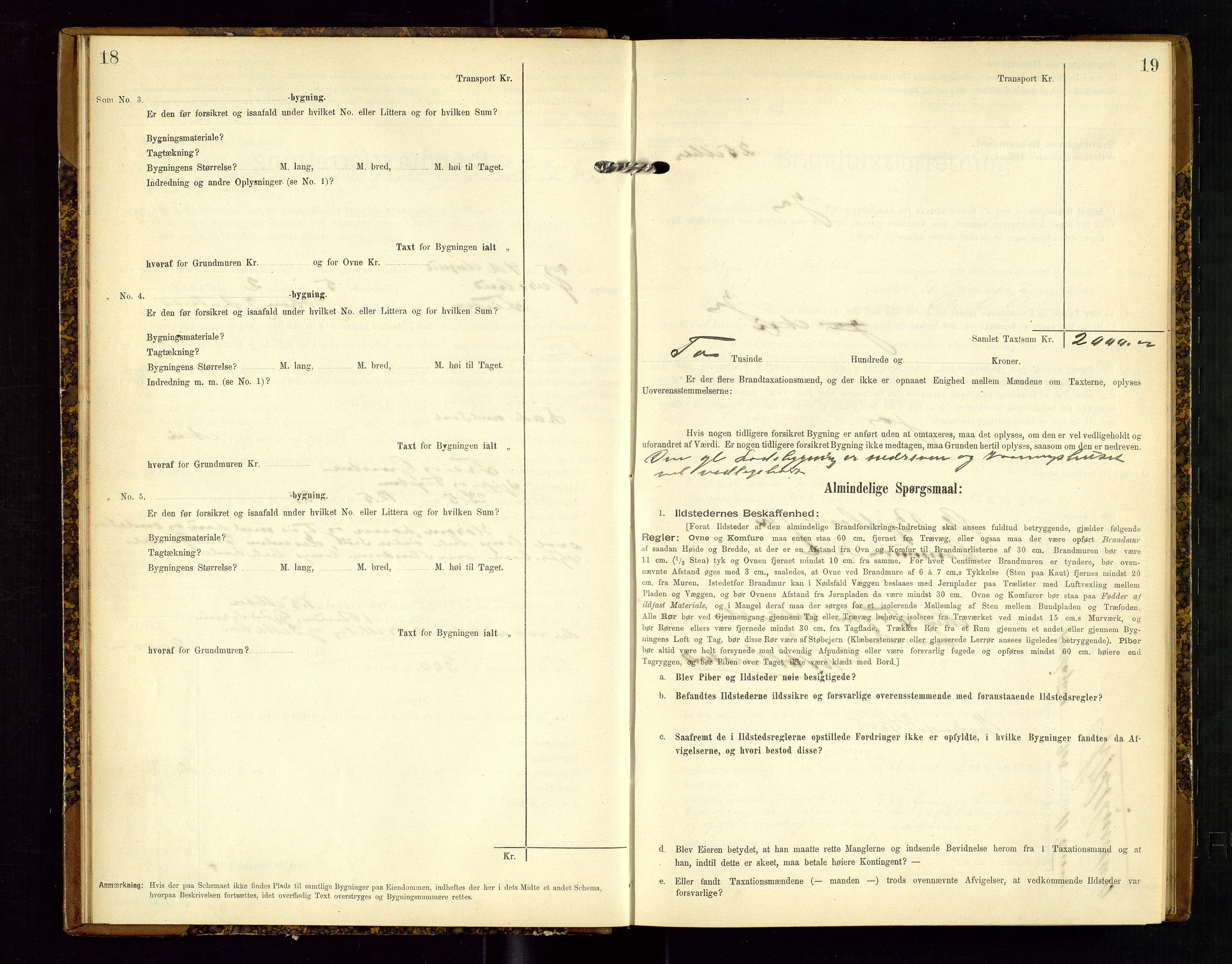 Hjelmeland lensmannskontor, SAST/A-100439/Gob/L0002: "Brandtaxationsprotokol", 1904-1920, p. 18-19