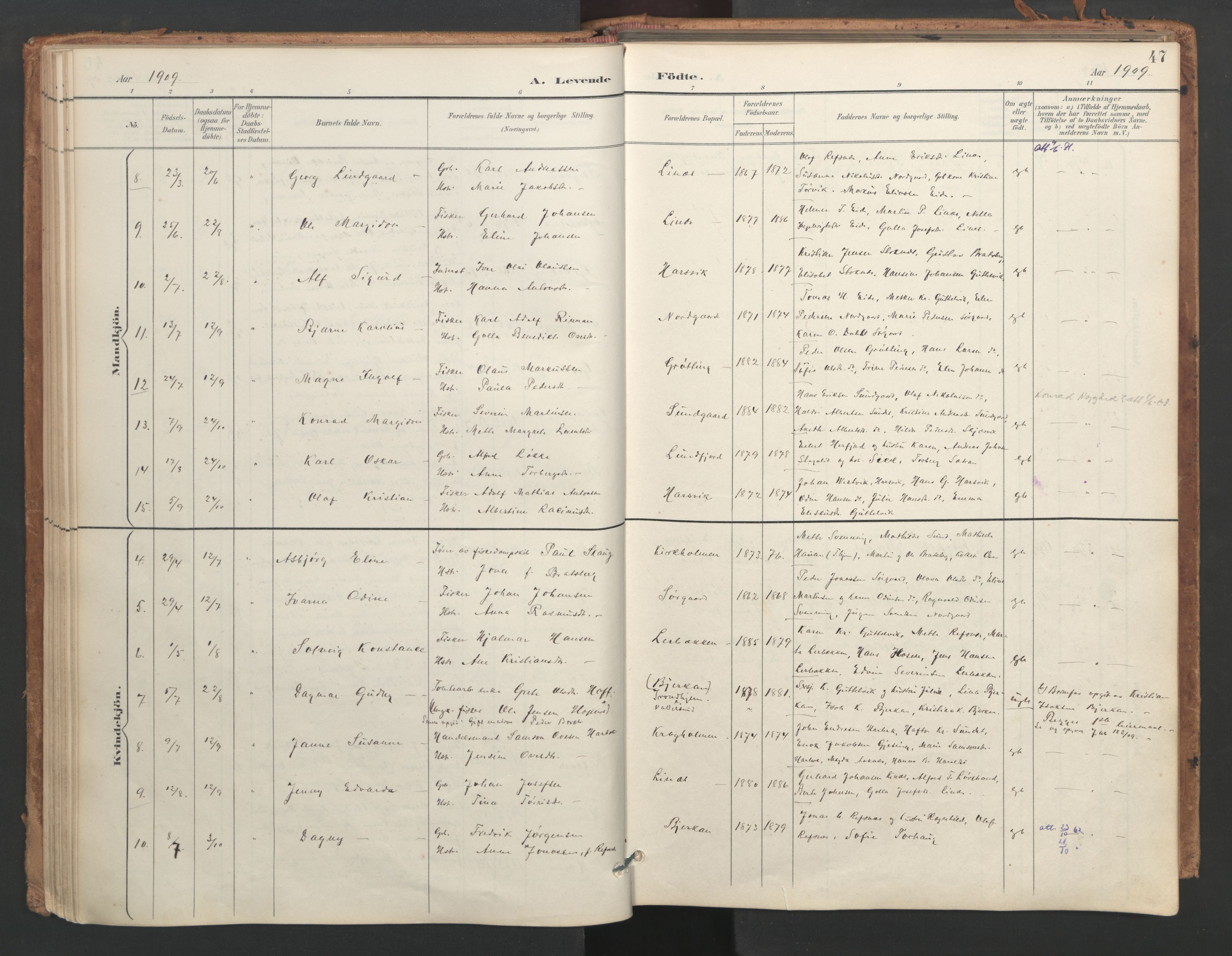 Ministerialprotokoller, klokkerbøker og fødselsregistre - Sør-Trøndelag, SAT/A-1456/656/L0693: Parish register (official) no. 656A02, 1894-1913, p. 47