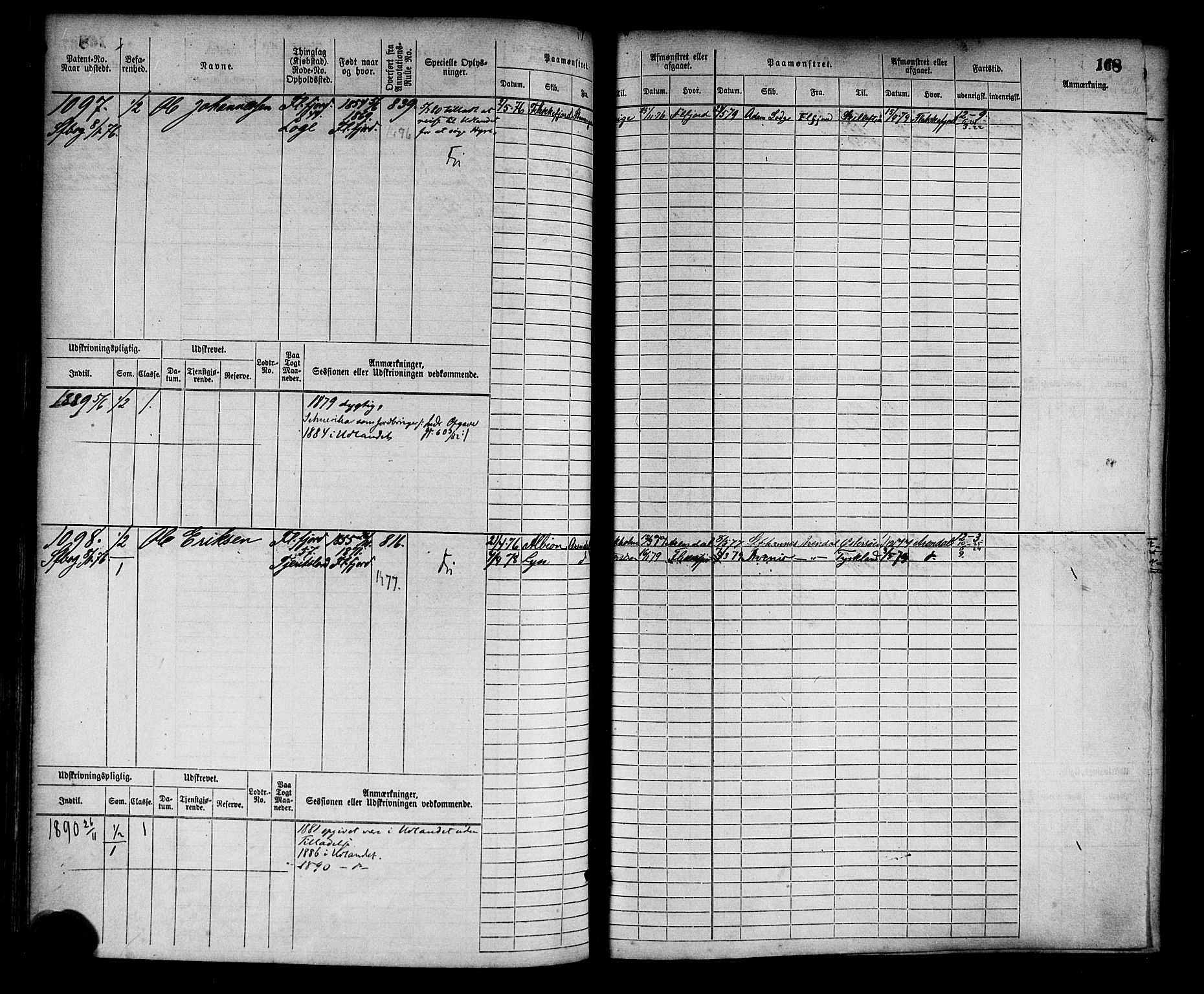 Flekkefjord mønstringskrets, AV/SAK-2031-0018/F/Fb/L0002: Hovedrulle nr 765-1514, N-5, 1868-1900, p. 170