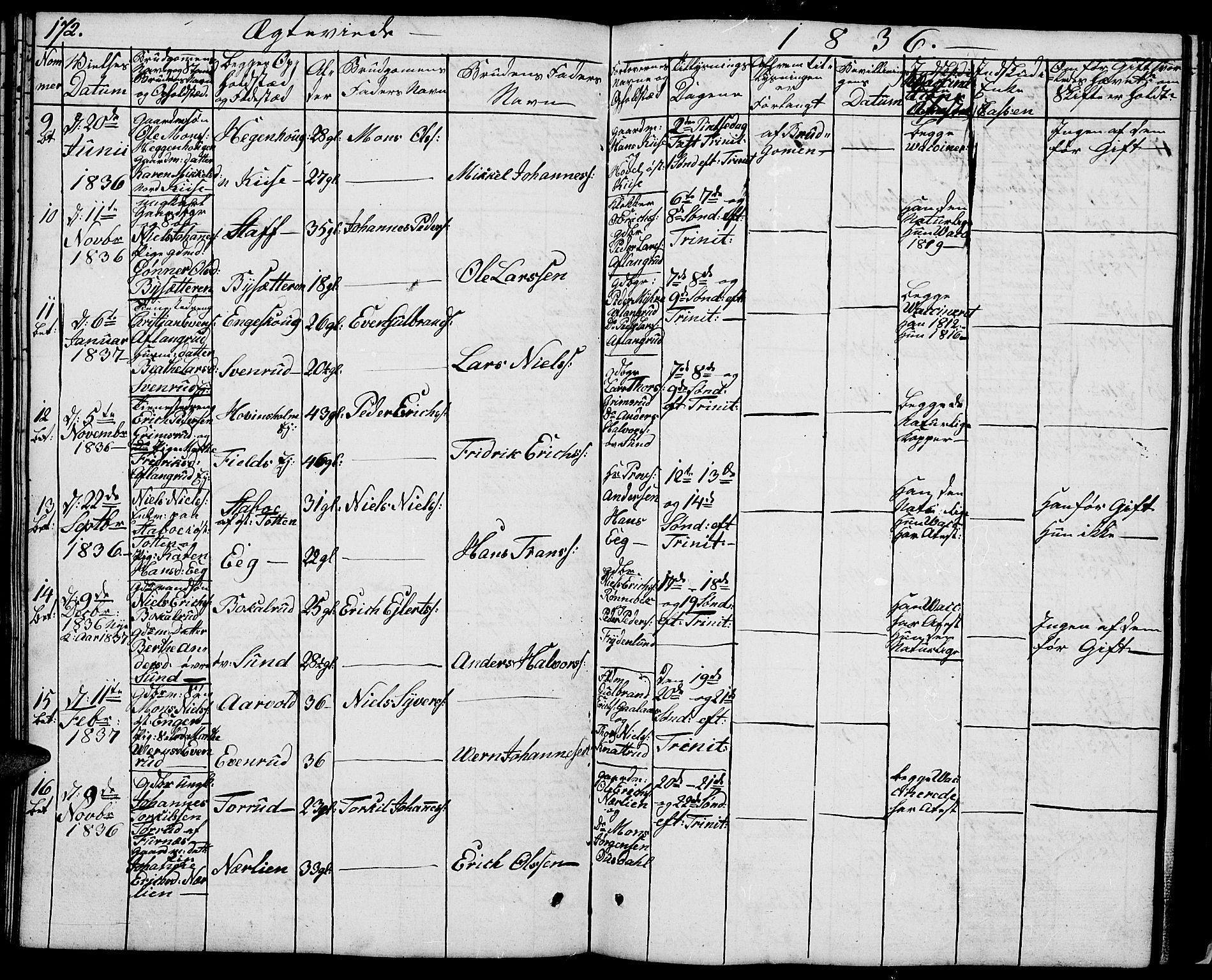 Nes prestekontor, Hedmark, AV/SAH-PREST-020/L/La/L0004: Parish register (copy) no. 4, 1832-1861, p. 172