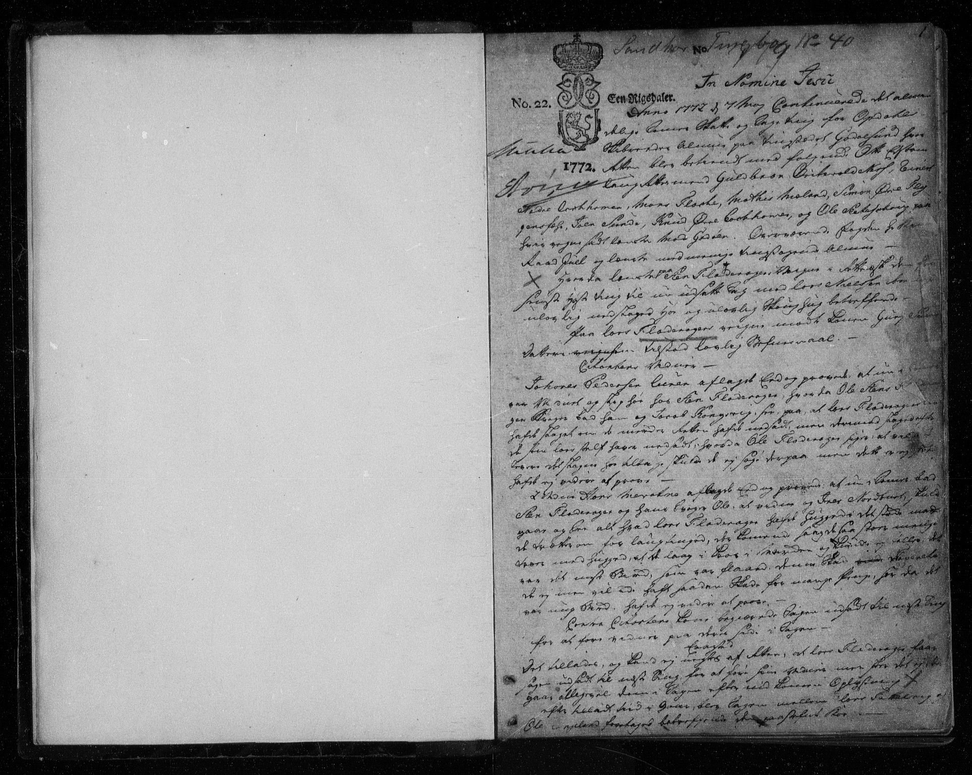 Sunnhordland sorenskrivar, SAB/A-2401/1/F/Faa/L0040: Tingbøker, 1772-1777, p. 0b-1a