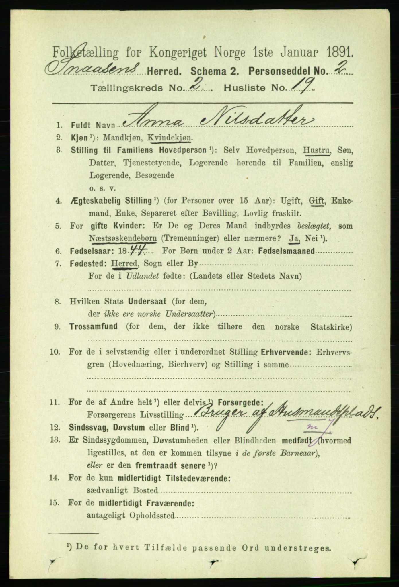 RA, 1891 census for 1736 Snåsa, 1891, p. 557