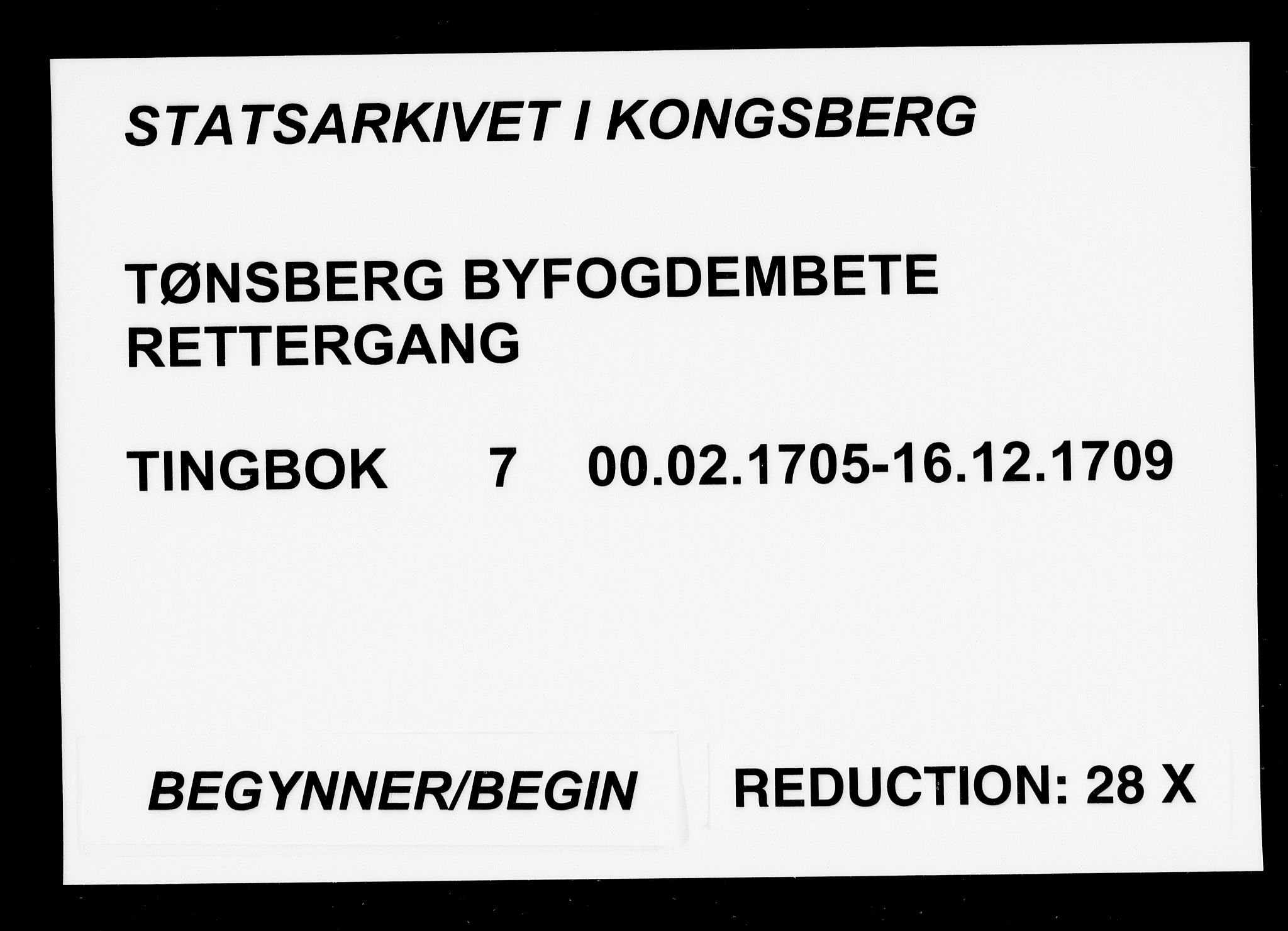 Tønsberg byfogd, AV/SAKO-A-224/F/Fa/L0007: Tingbok, 1705-1709