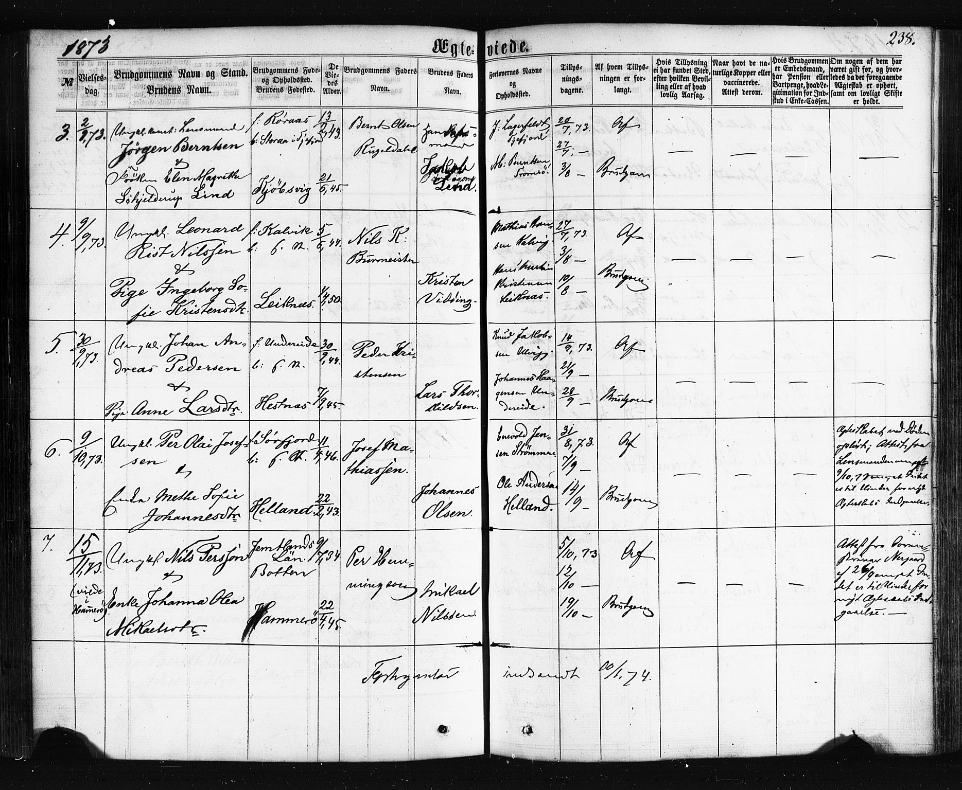Ministerialprotokoller, klokkerbøker og fødselsregistre - Nordland, SAT/A-1459/861/L0867: Parish register (official) no. 861A02, 1864-1878, p. 238