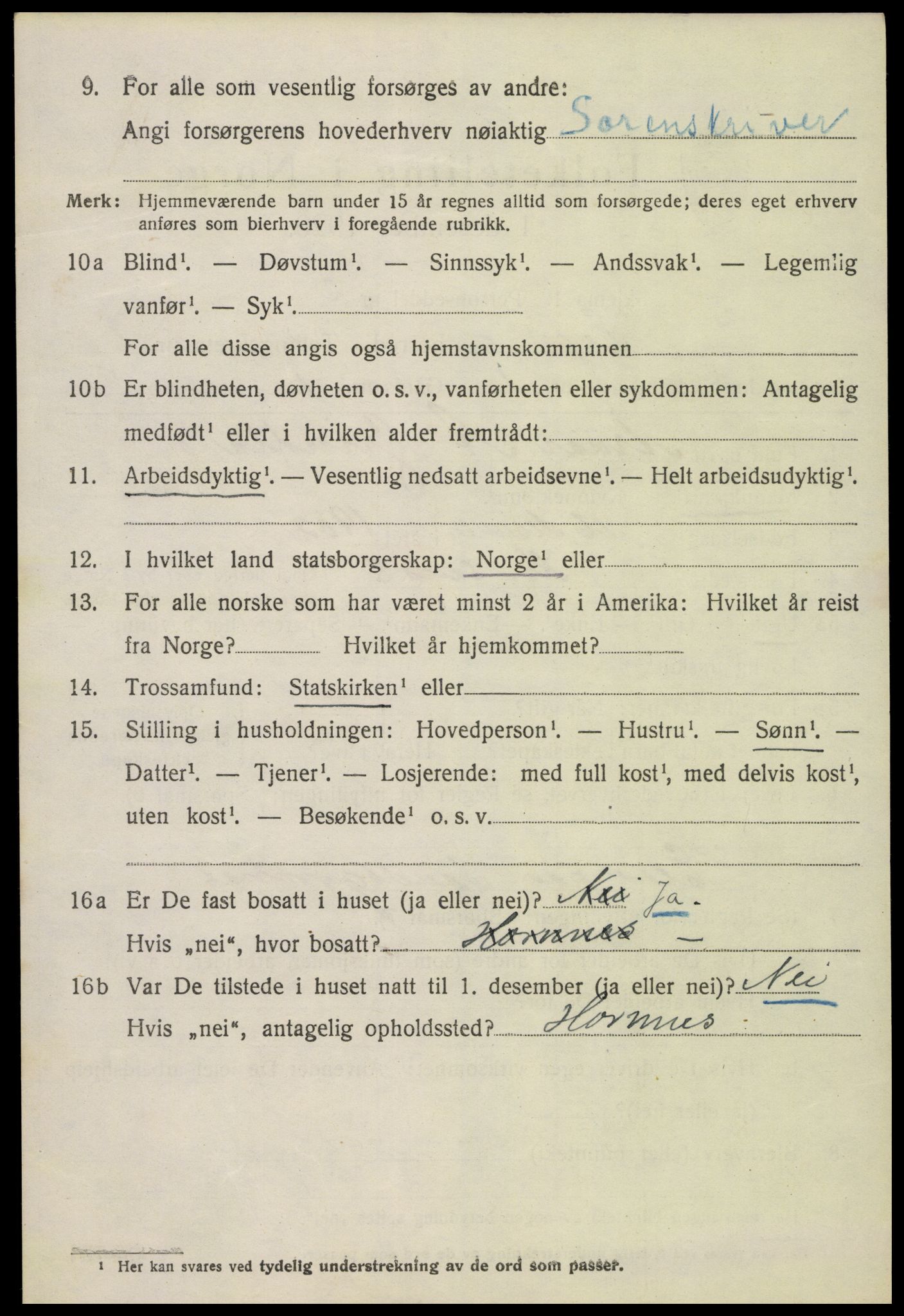 SAK, 1920 census for Evje, 1920, p. 537