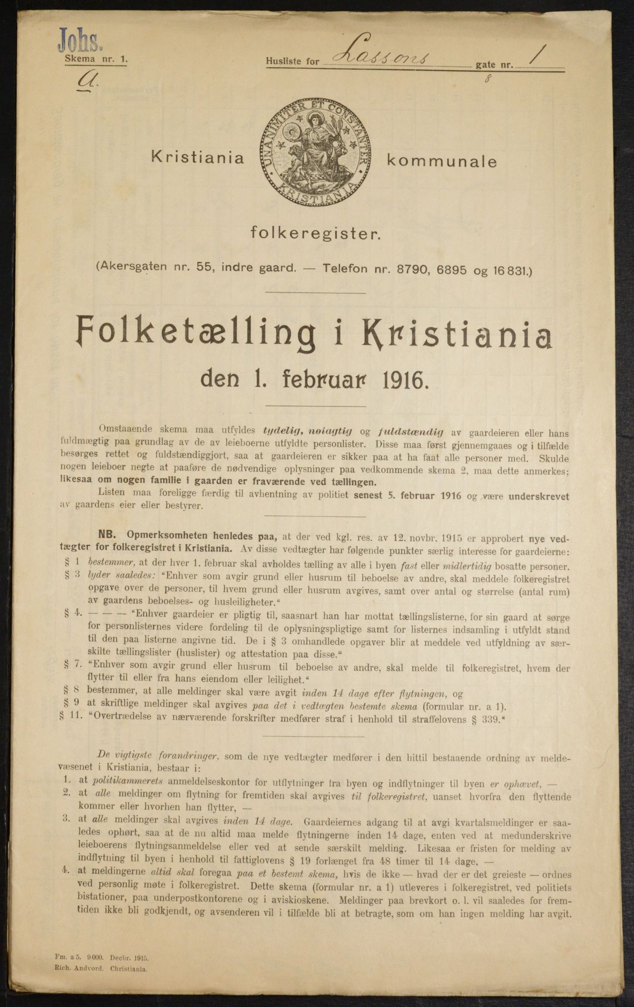 OBA, Municipal Census 1916 for Kristiania, 1916, p. 58502