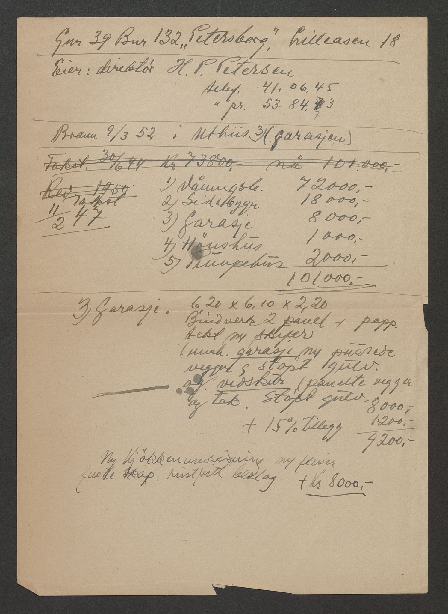 Norges brannkasse, branntakster Oslo, AV/SAO-A-11402/F/Fx/L0001: Diverse løse bilag til branntakstprotokoller fra Østfold, Akershus og Oslo (Christiania)., 1846-1955