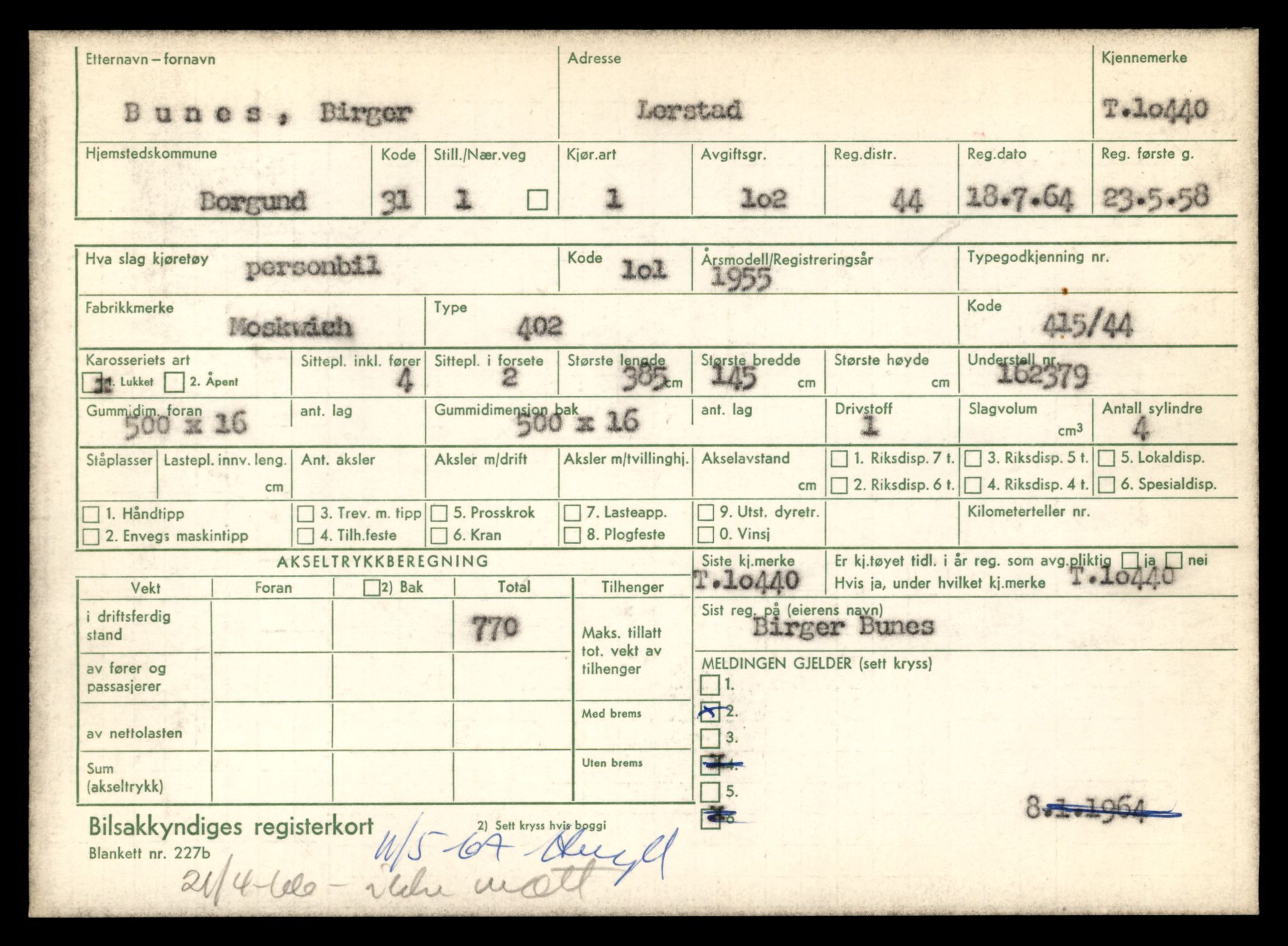 Møre og Romsdal vegkontor - Ålesund trafikkstasjon, AV/SAT-A-4099/F/Fe/L0020: Registreringskort for kjøretøy T 10351 - T 10470, 1927-1998, p. 2437