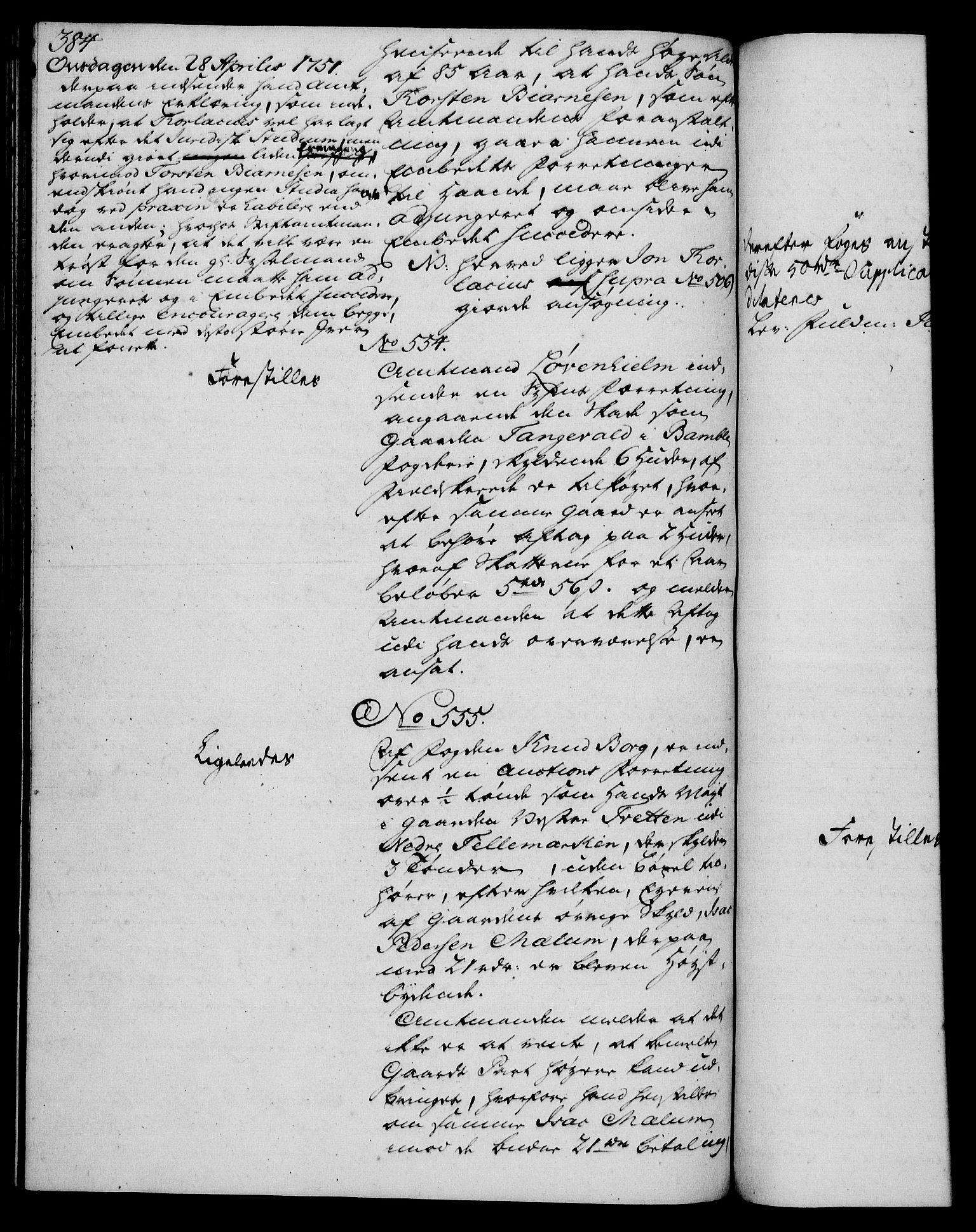 Rentekammeret, Kammerkanselliet, RA/EA-3111/G/Gh/Gha/L0030: Norsk ekstraktmemorialprotokoll (merket RK 53.75), 1749-1751, p. 384