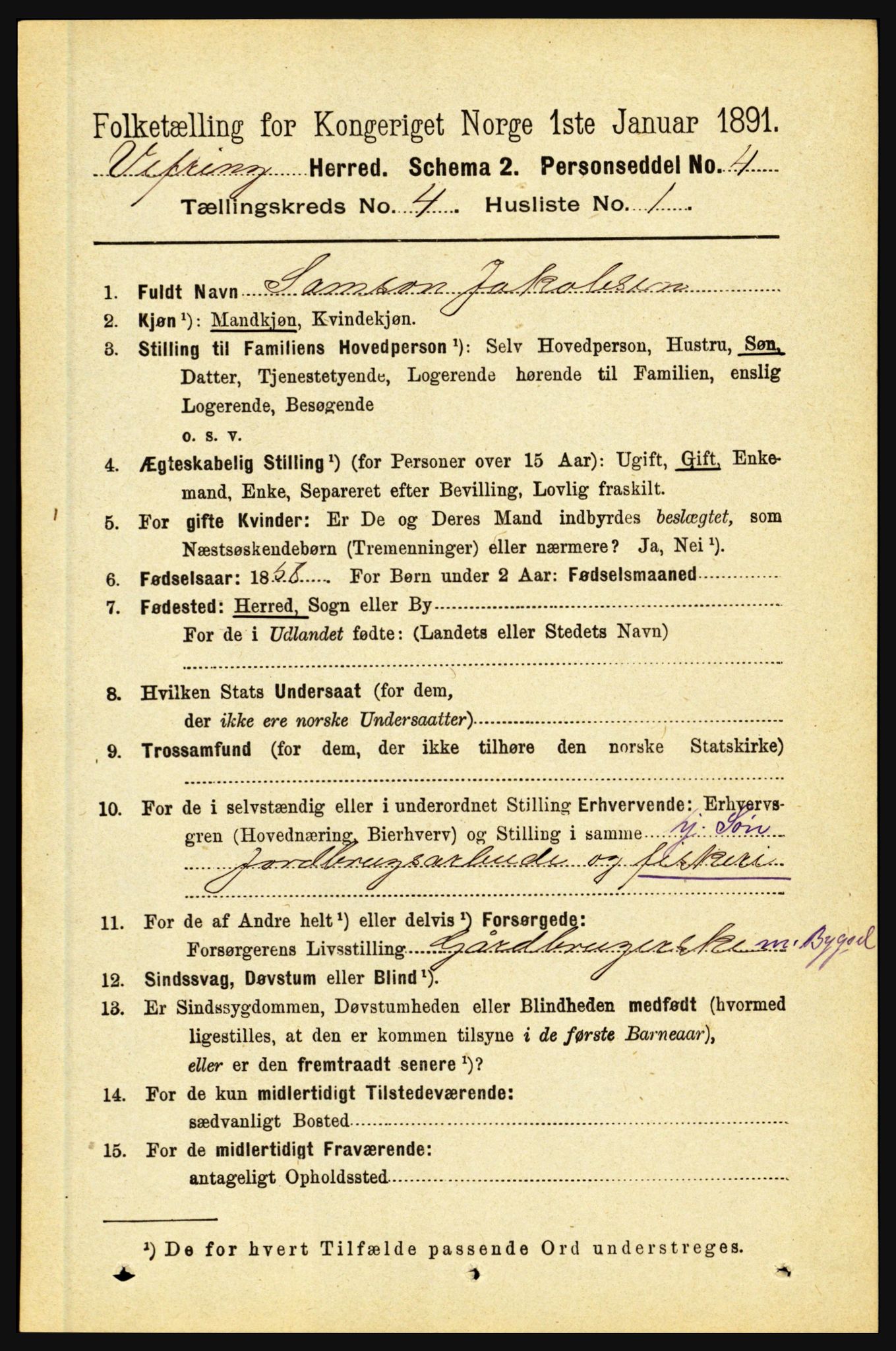 RA, 1891 census for 1434 Vevring, 1891, p. 1203