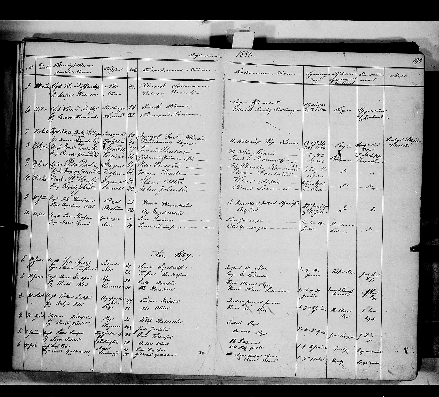 Nord-Aurdal prestekontor, SAH/PREST-132/H/Ha/Haa/L0005: Parish register (official) no. 5, 1842-1863, p. 190