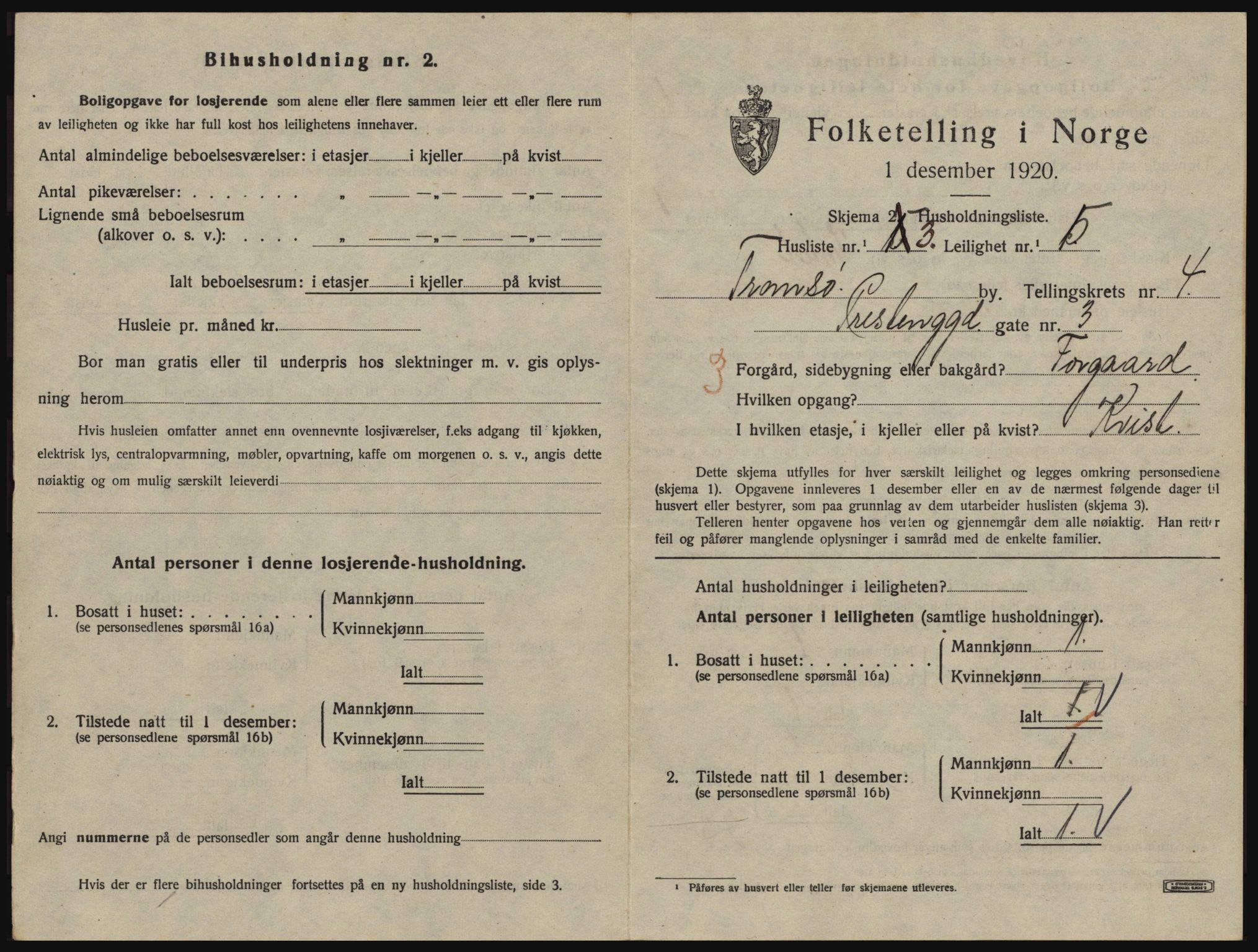 SATØ, 1920 census for Tromsø, 1920, p. 3387