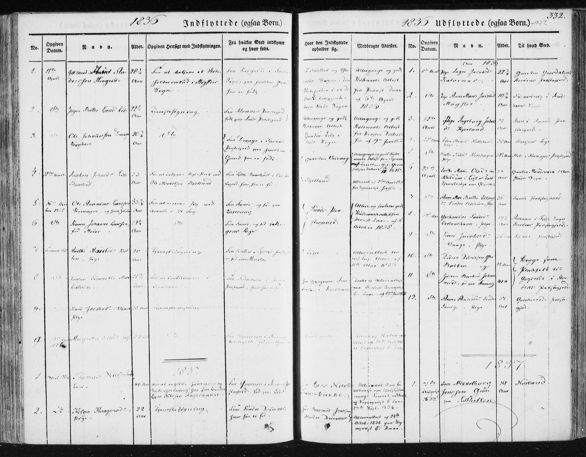 Sund sokneprestembete, SAB/A-99930: Parish register (official) no. A 13, 1835-1849, p. 332