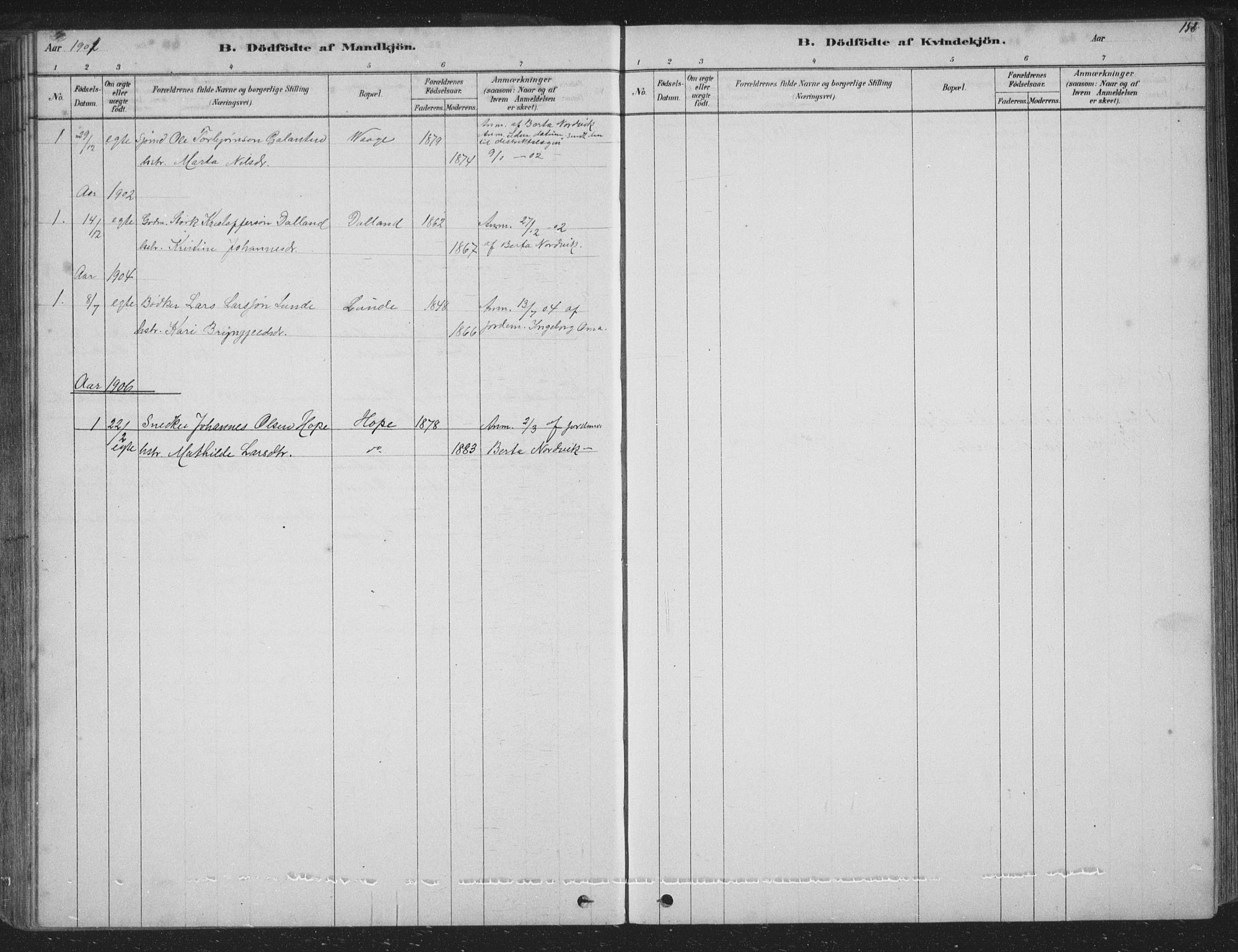 Tysnes sokneprestembete, SAB/A-78601/H/Hab: Parish register (copy) no. B 2, 1878-1918, p. 158