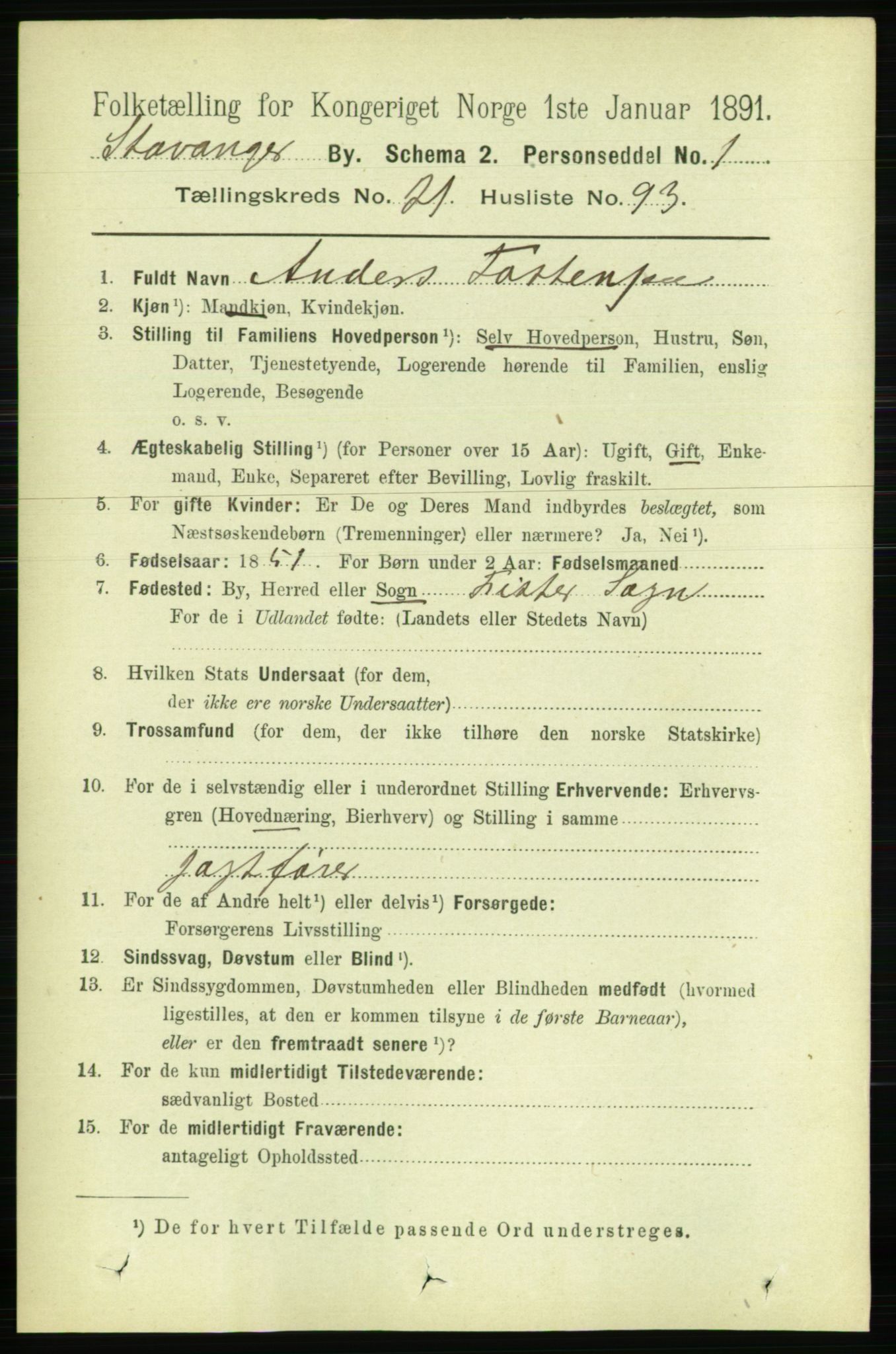 RA, 1891 census for 1103 Stavanger, 1891, p. 24104