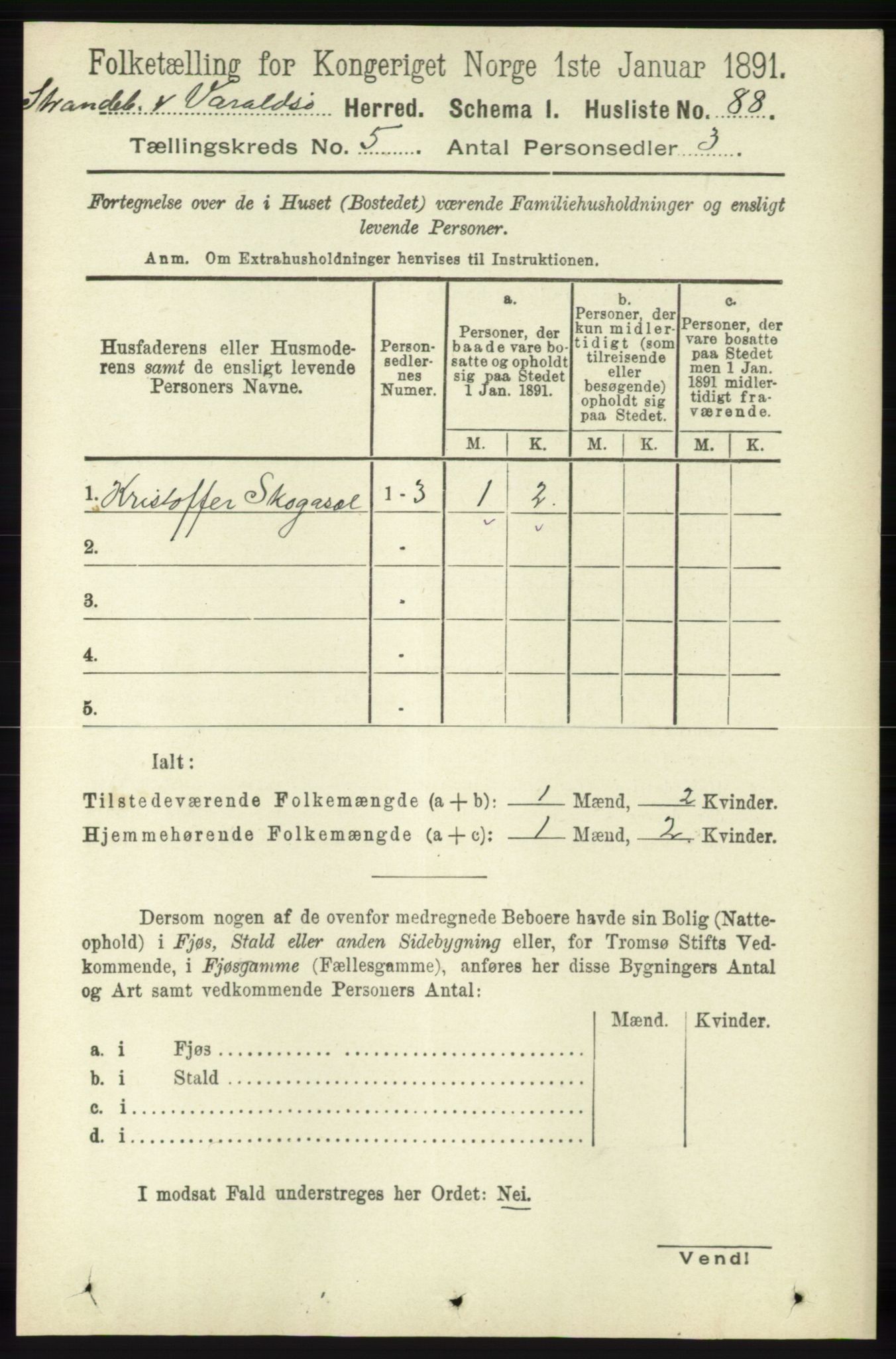 RA, 1891 census for 1226 Strandebarm og Varaldsøy, 1891, p. 1879