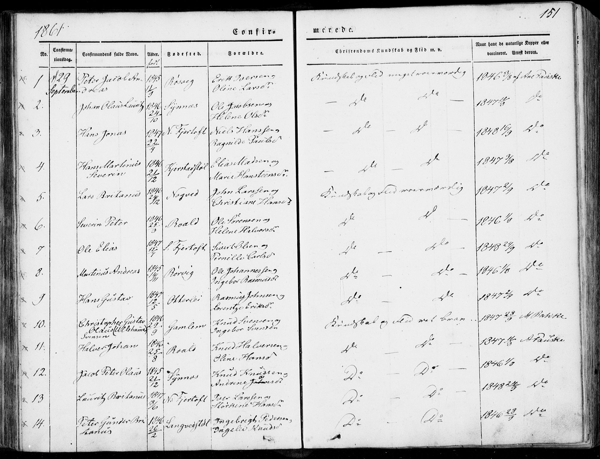 Ministerialprotokoller, klokkerbøker og fødselsregistre - Møre og Romsdal, AV/SAT-A-1454/536/L0497: Parish register (official) no. 536A06, 1845-1865, p. 151