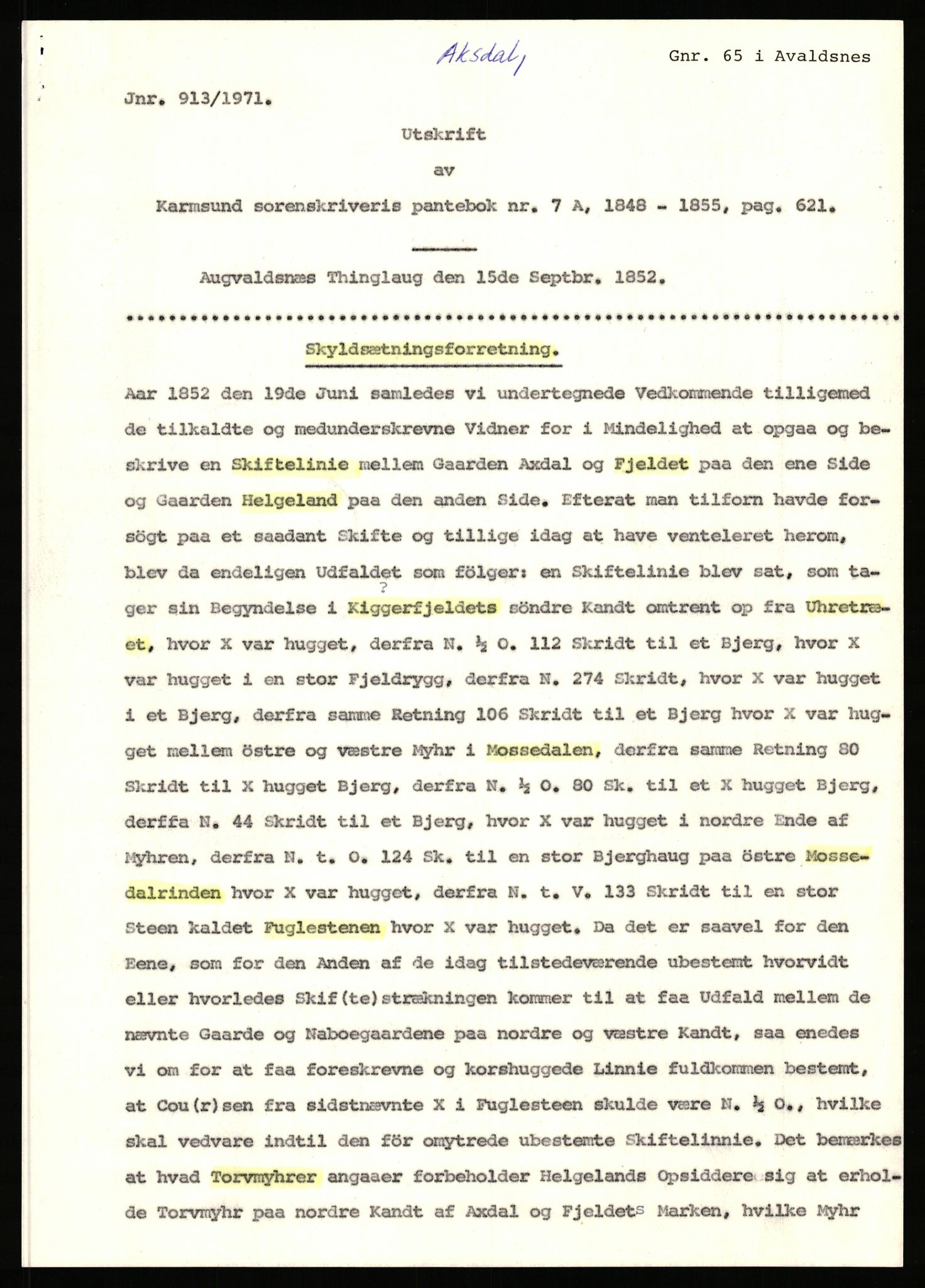 Statsarkivet i Stavanger, SAST/A-101971/03/Y/Yj/L0001: Avskrifter sortert etter gårdsnavn: Abeland - Alvs-Eike, 1750-1930, p. 57