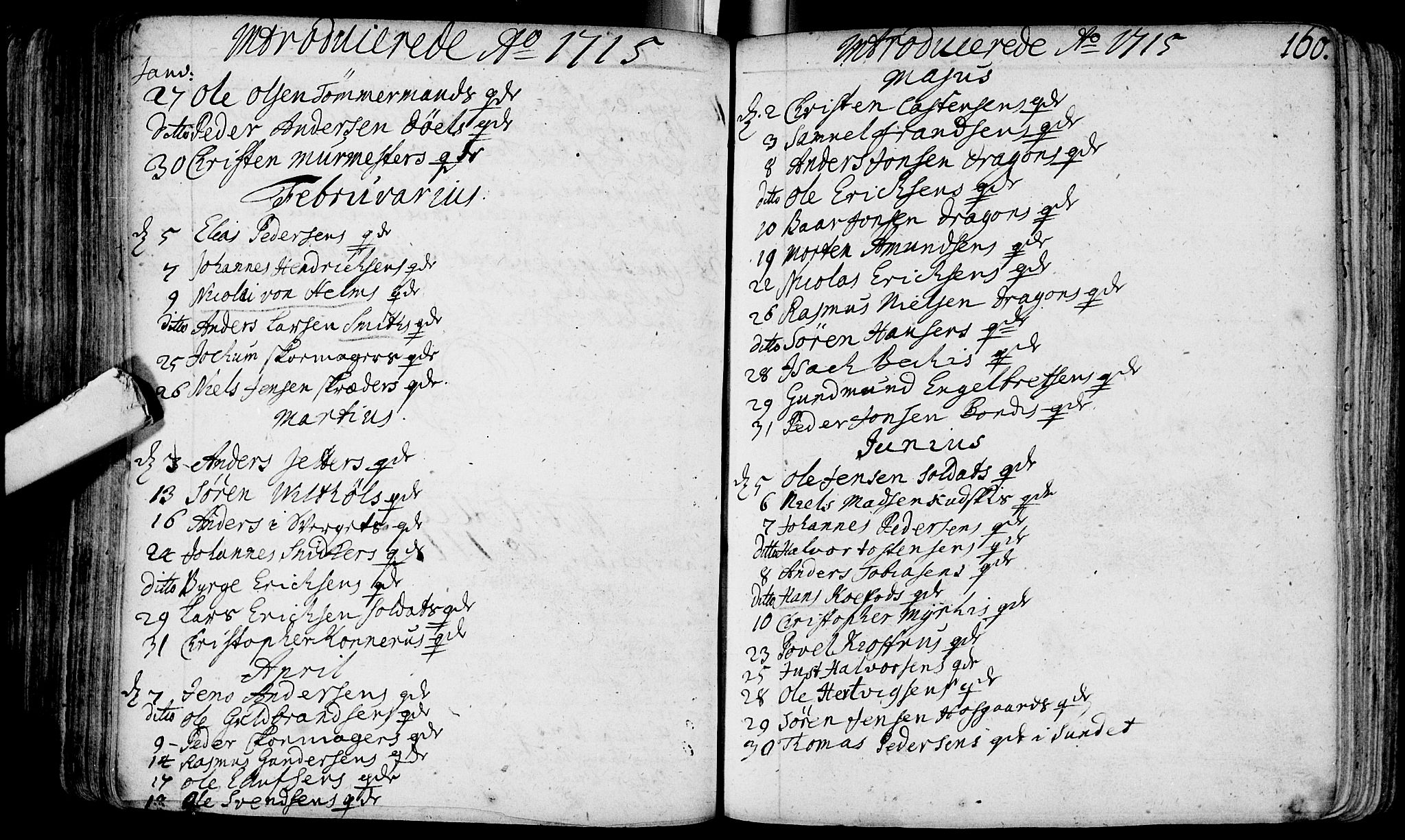 Bragernes kirkebøker, SAKO/A-6/F/Fa/L0003: Parish register (official) no. I 3, 1706-1734, p. 160