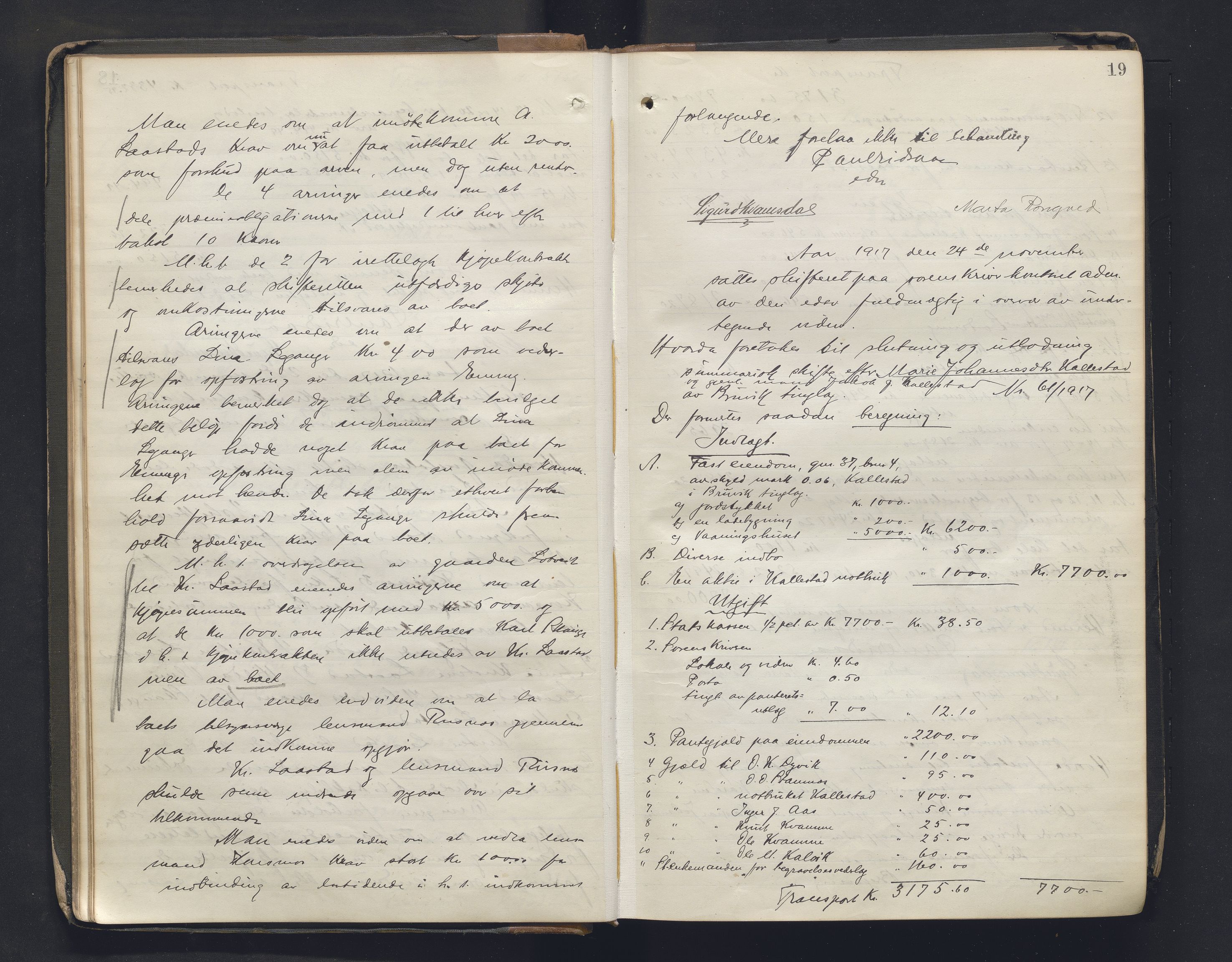 Nordhordland sorenskrivar, AV/SAB-A-2901/1/H/Hc/L0007: Skifteforhandlingsprotokollar, 1917-1921, p. 19
