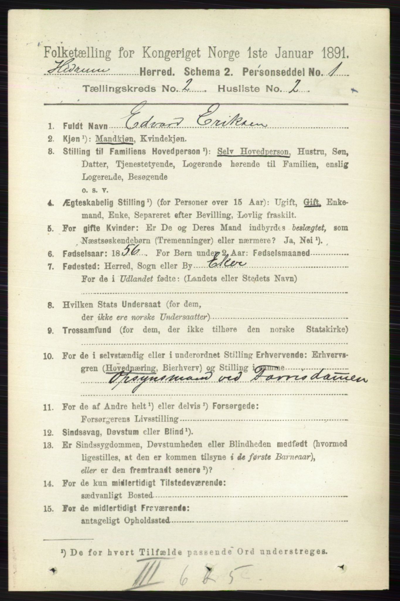 RA, 1891 census for 0727 Hedrum, 1891, p. 373