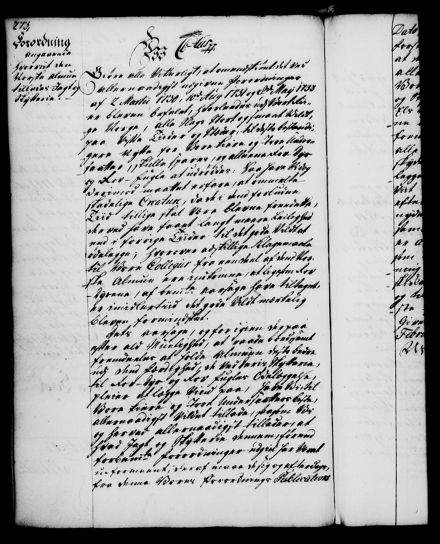 Rentekammeret, Kammerkanselliet, RA/EA-3111/G/Gg/Gga/L0005: Norsk ekspedisjonsprotokoll med register (merket RK 53.5), 1741-1749, p. 273