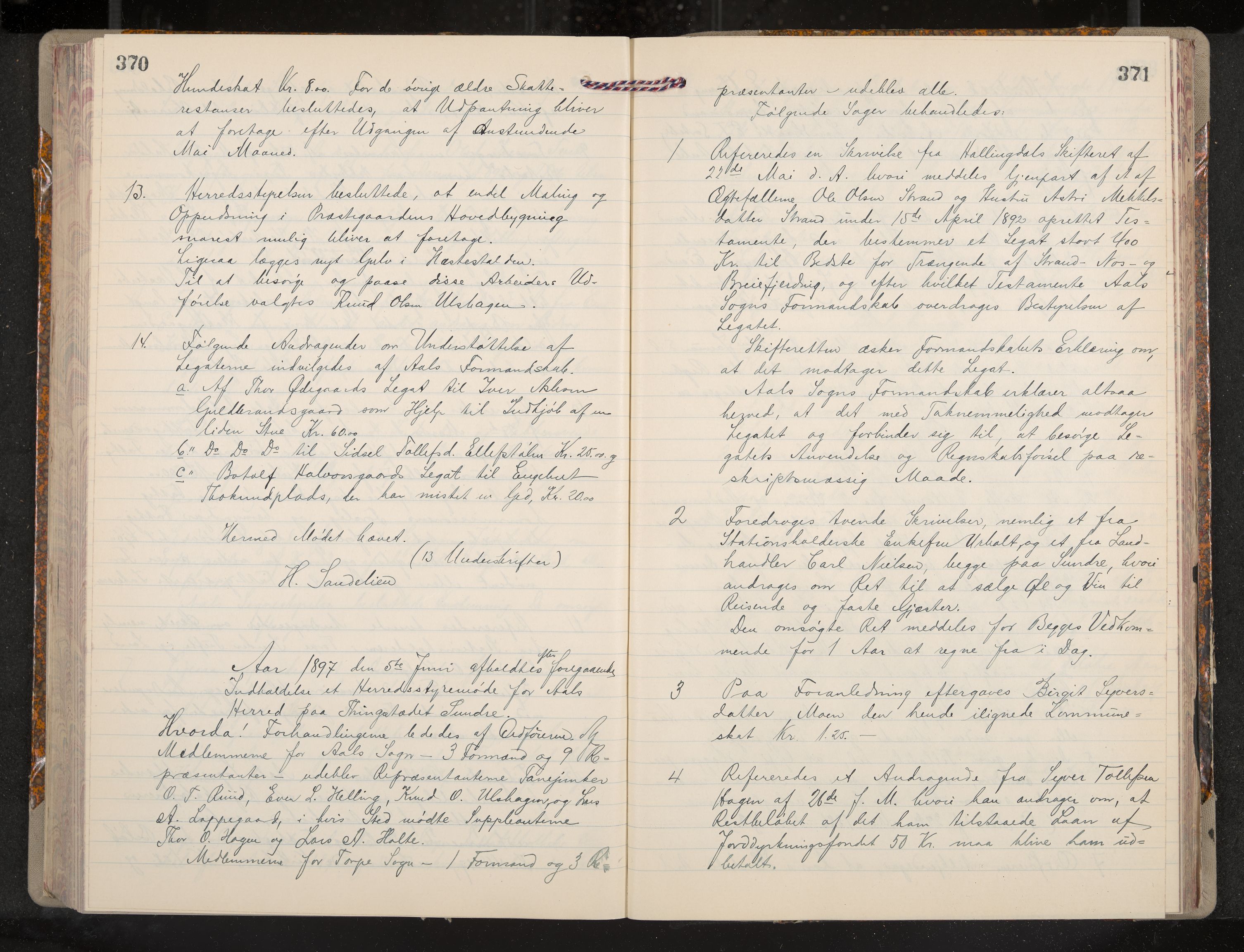 Ål formannskap og sentraladministrasjon, IKAK/0619021/A/Aa/L0004: Utskrift av møtebok, 1881-1901, p. 370-371