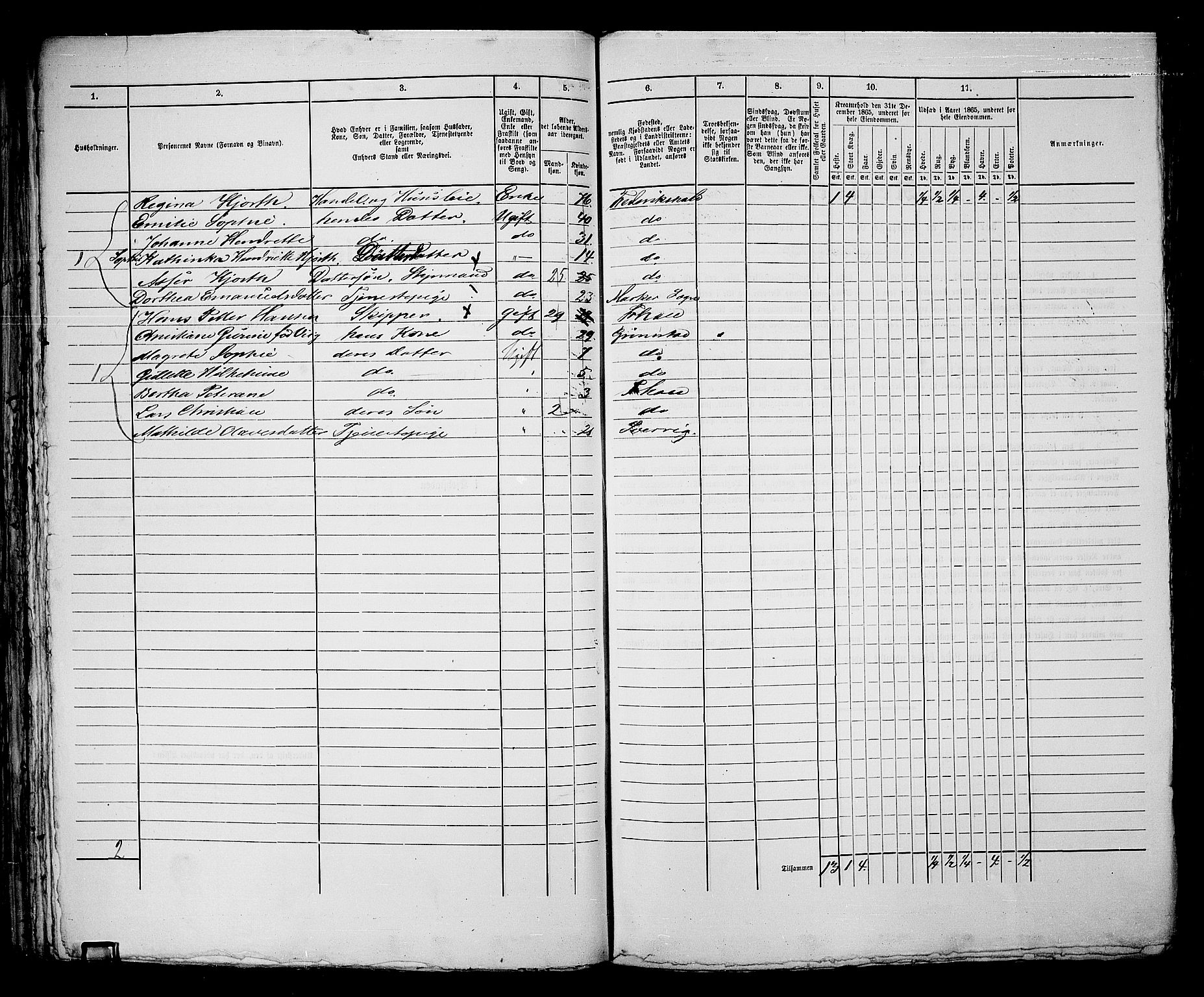 RA, 1865 census for Fredrikshald, 1865, p. 96