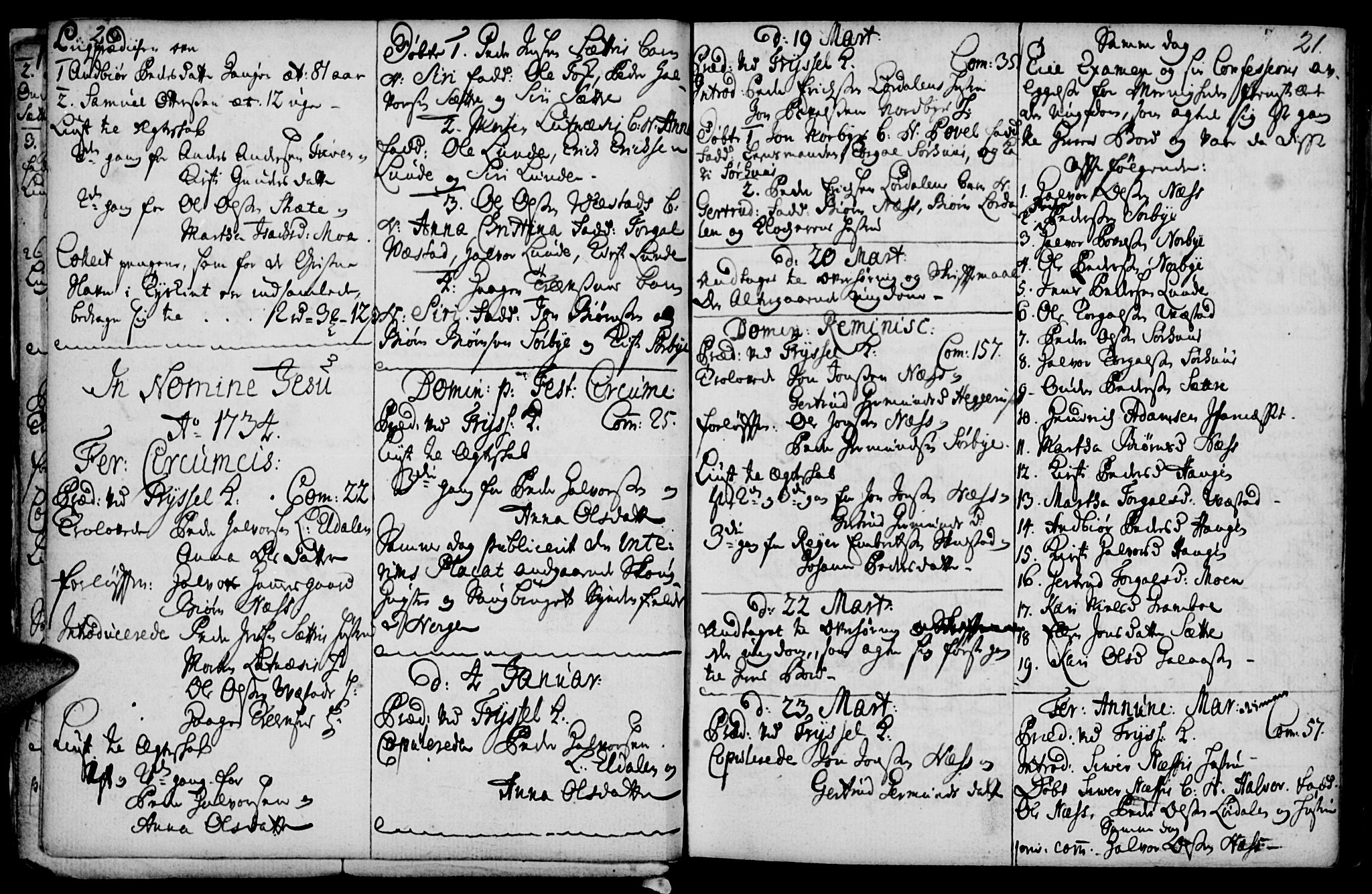 Elverum prestekontor, AV/SAH-PREST-044/H/Ha/Haa/L0001: Parish register (official) no. 1, 1730-1760, p. 20-21