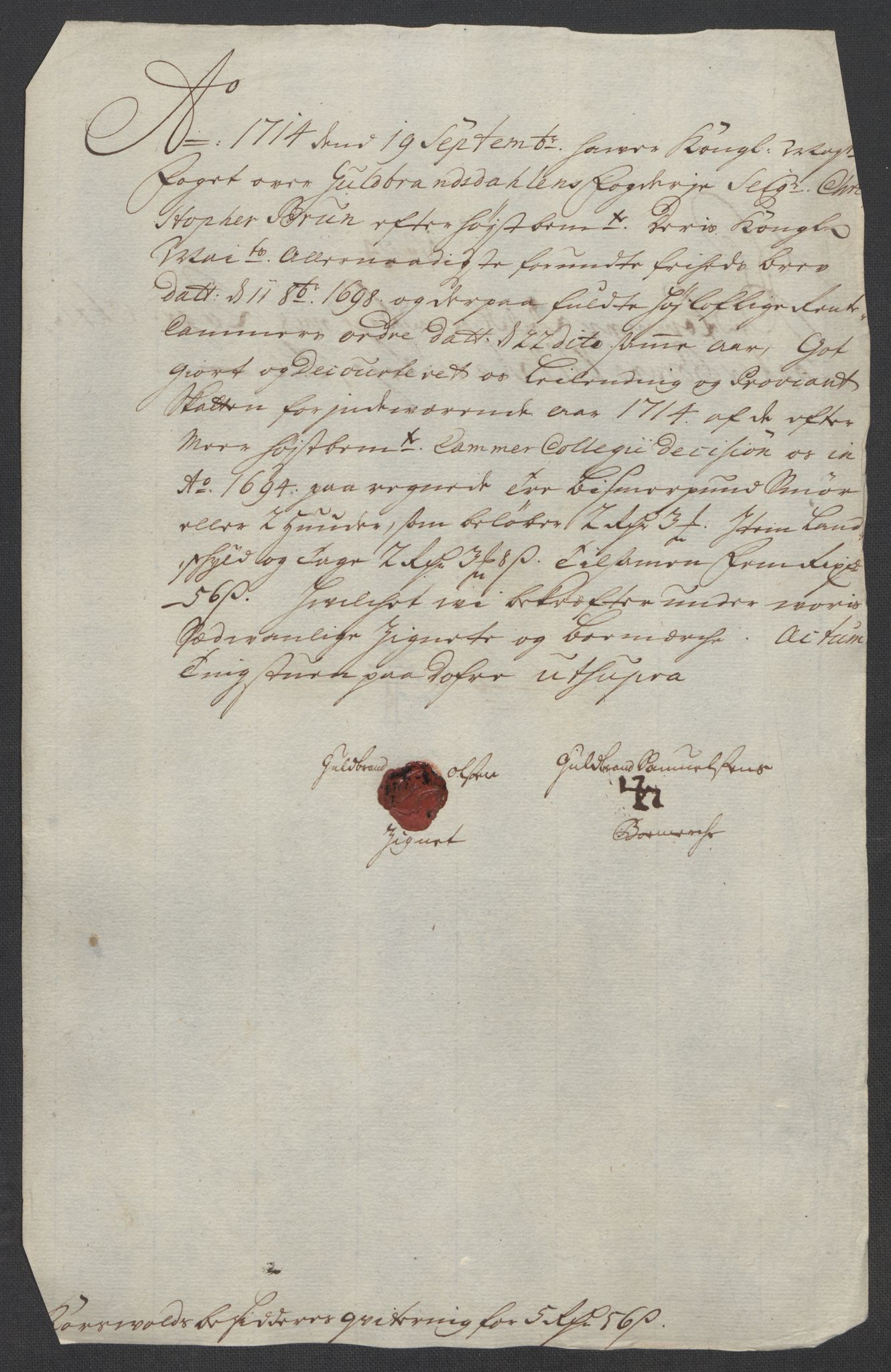 Rentekammeret inntil 1814, Reviderte regnskaper, Fogderegnskap, AV/RA-EA-4092/R17/L1183: Fogderegnskap Gudbrandsdal, 1714, p. 170