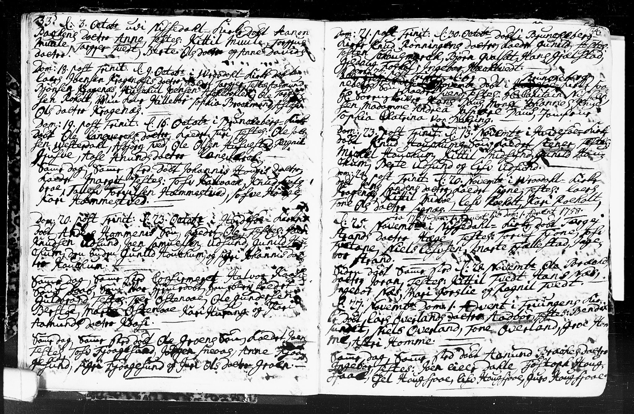 Kviteseid kirkebøker, AV/SAKO-A-276/F/Fa/L0001: Parish register (official) no. I 1, 1754-1773, p. 33-34