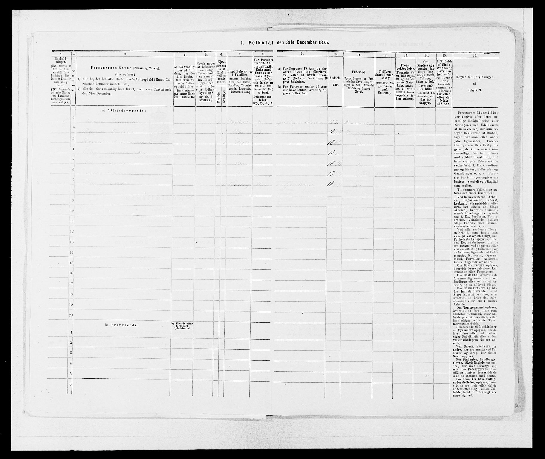 SAB, 1875 census for 1261P Manger, 1875, p. 40